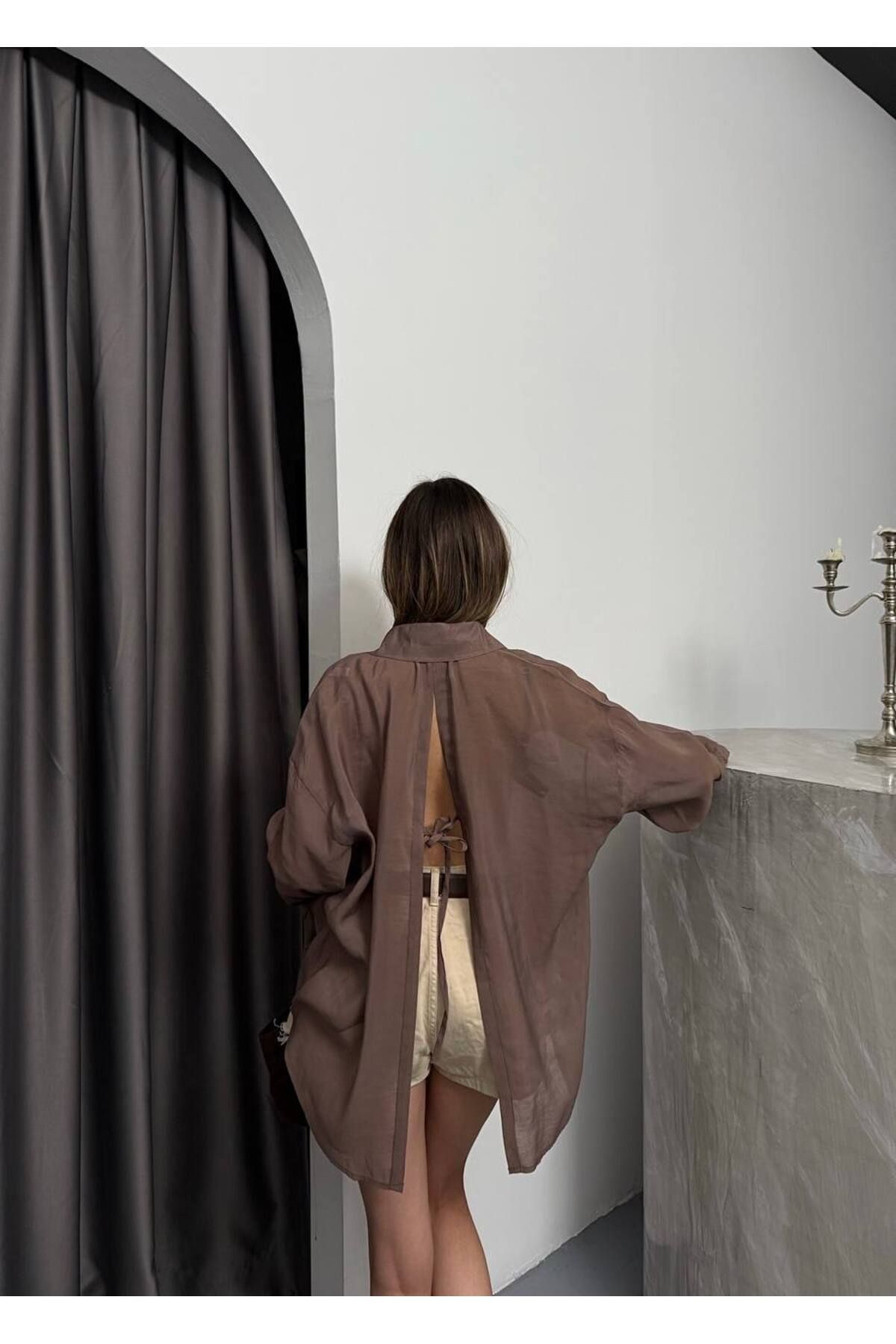 Miss Beyoğlu-Elza Transparent Fabric Back Shirt 5
