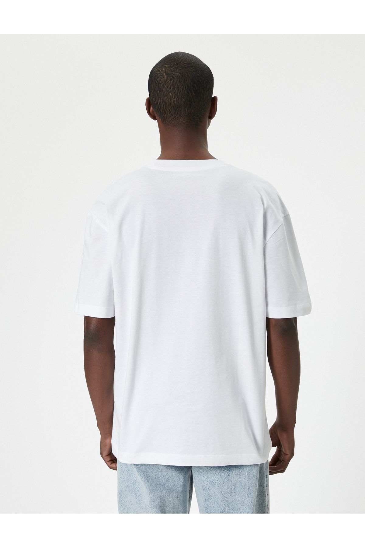 Koton-Cotton Oversize T-Shirt - Crew Neck, Short Sleeve 4