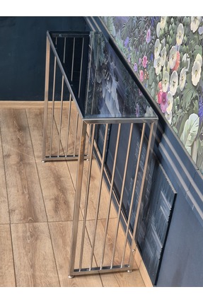 Home Alin Decoration - Metal Dekoratif Çubuklu Dresuar, Konsol Masası Krom Re...