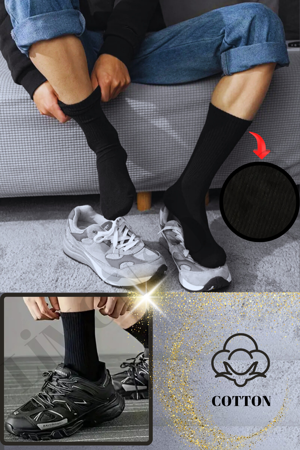 12 Çift Tenis Çorabı Fitilli Beyaz Unisex - Premium Kalite Soket Boy Pamuklu Çorap — görsel 5 · LMNCORAP8