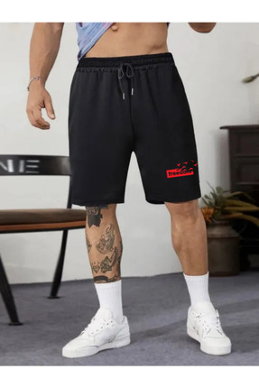 DEEPSENCE Erkek Siyah Basketbol Futbol  Penye Günlük Şort Fitness Spor Egzers...