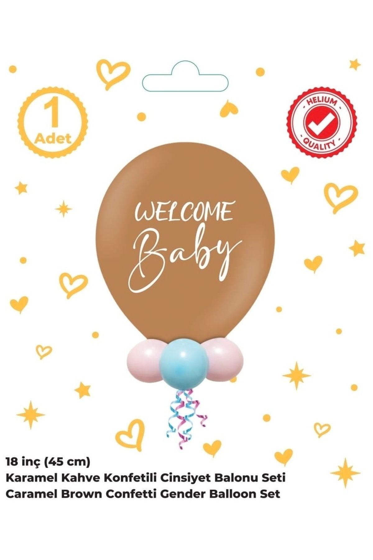 PARTİSERÜVENİ-18 Inch Blue Gender Balloon - Welcome Baby Caramel 1