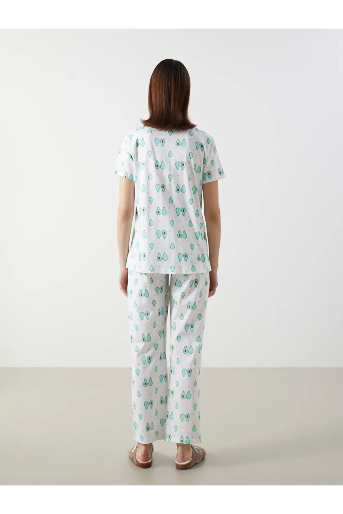 LC Waikiki-Lcw Dream Ecru Shirt Collar Pattern Maternity Pajamas Set 4