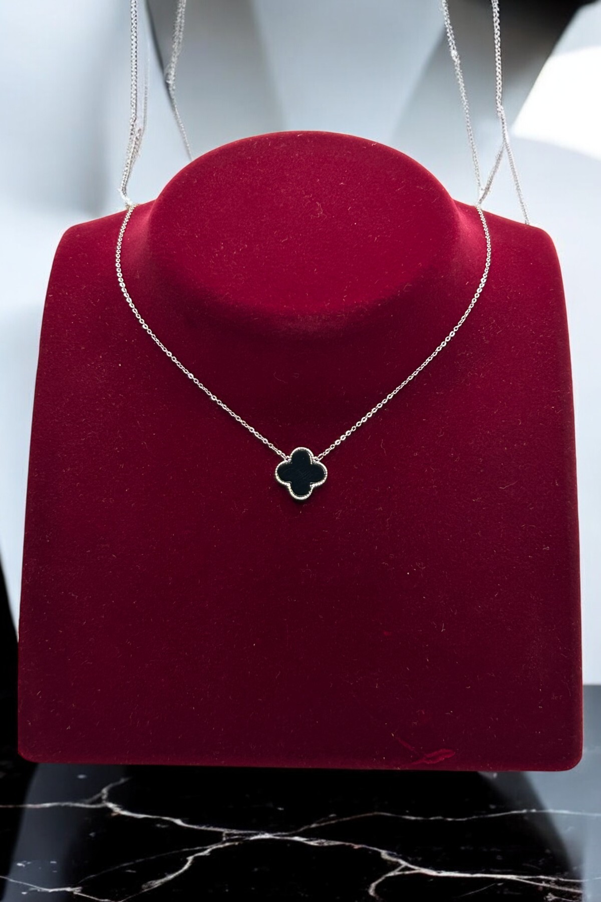 Steel Necklace Vip Zircon Stone Van Cleef Detail Sılver Kararmaz