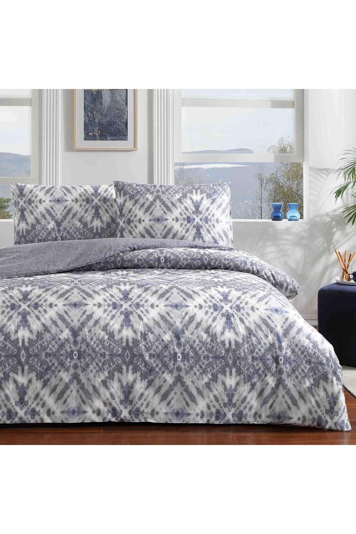 STOREMAX nffashopm Mavis Ranforce Etnik Desenli%100 Pamuk Nevresim Takımı, Lacivert, Tek Kişilik storestar