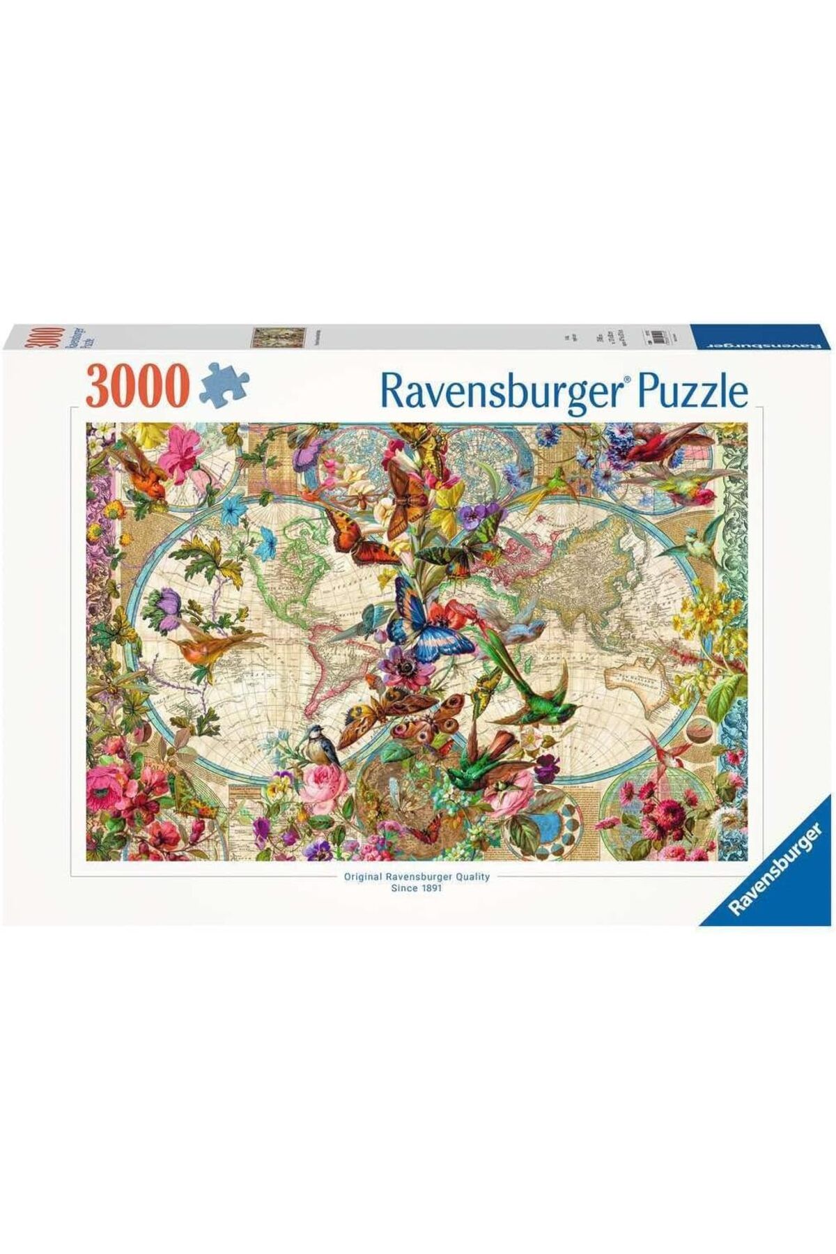 RAVENSBURGER Bulmaca 17117 - Kelebekler ile Dünya Haritası - Yetişkinler ve 14 Yaş ve Üstü Çocuk