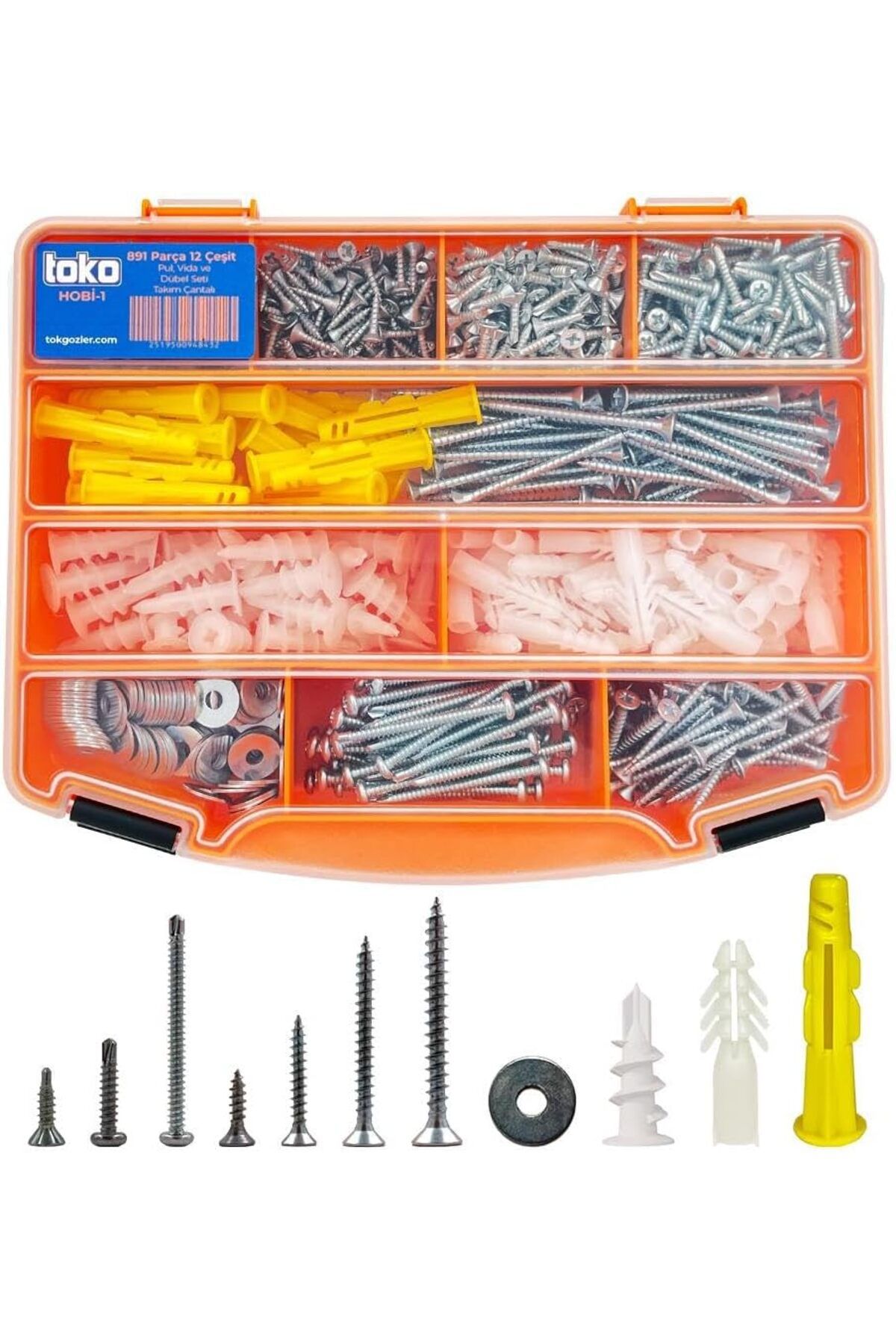 STOREMAX acelya Hobi-1 891 Parça 12 Çeşit, Pul, Vida ve Dübel Seti, Organizer Takım Çantalı Star Shop