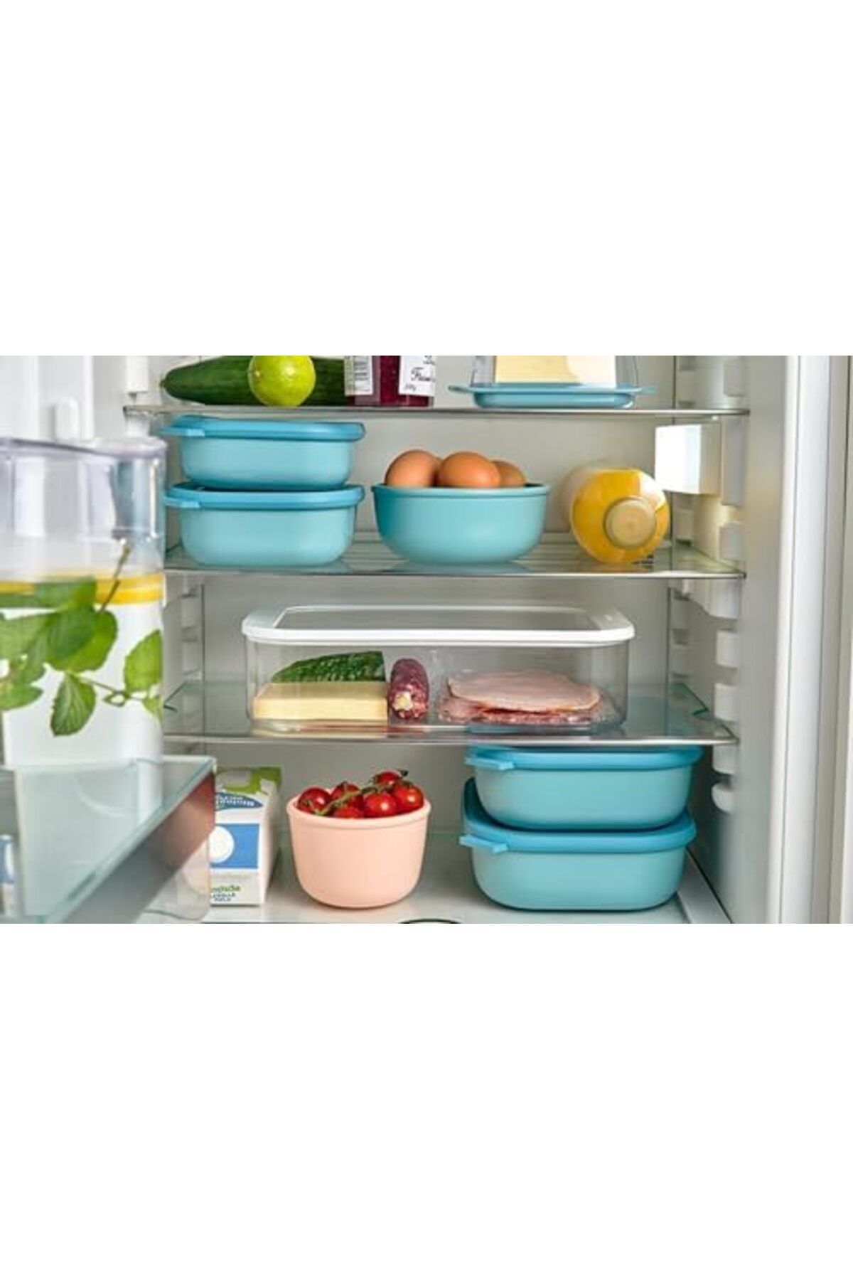 STOREMAX daliashops - Multi Bowl Cirqula Rectangular - Kapaklı Saklama Kabı - Buzdolabı için hava geçirm