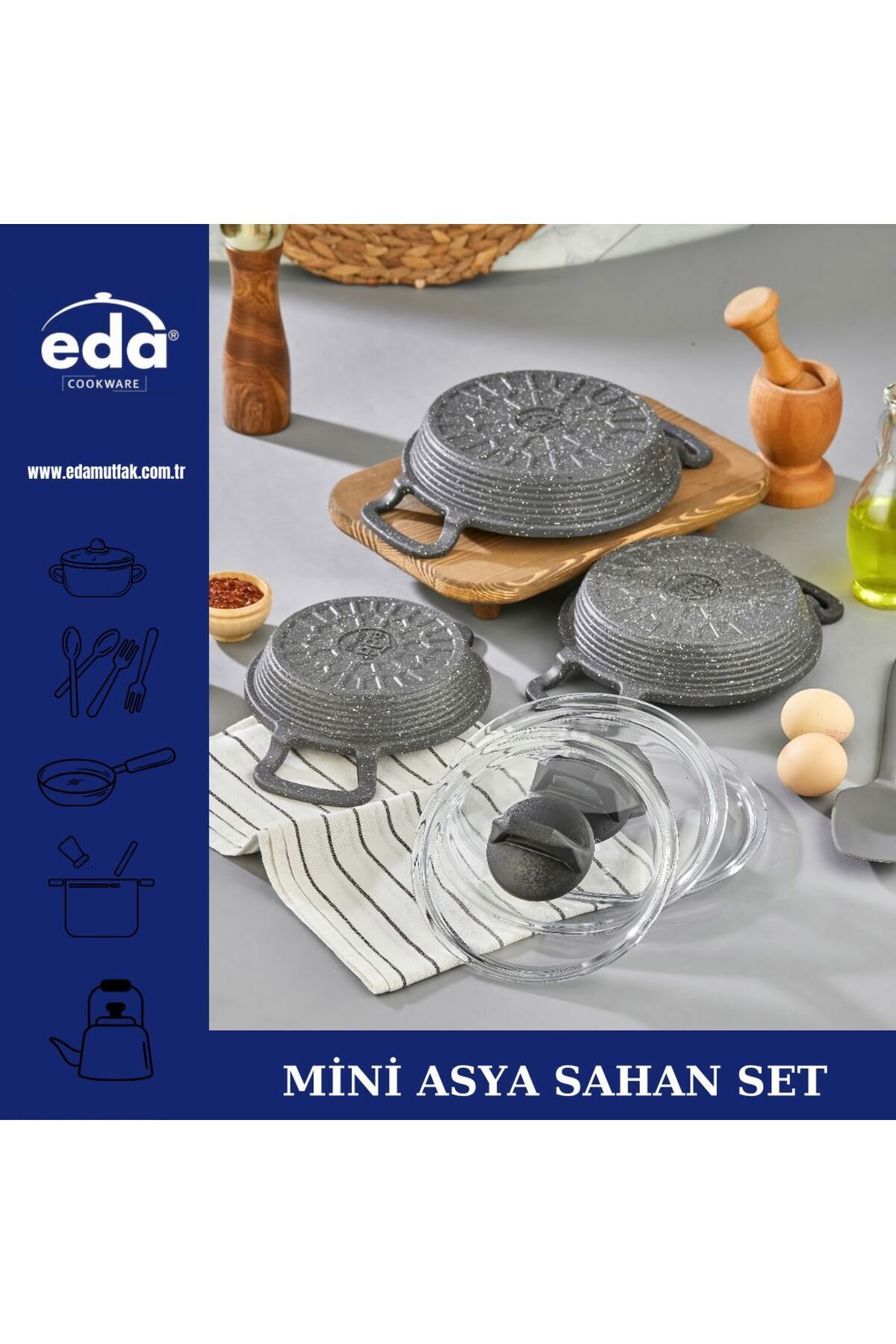 Eda-طقم صلصال آسيوي صغير من بوراك 16/18/20 مع غطاء زجاجي 6