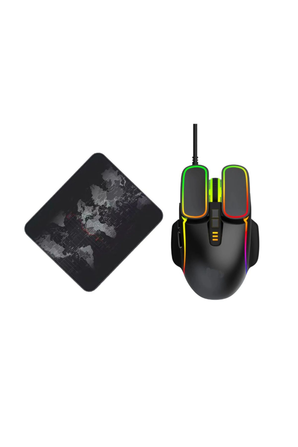 RAYTENG ol Profesyonel Işıklı Gamer Oyuncu Mouse + Mousepad Kaymaz Hassasiyet Kontrollü Gaming PrO