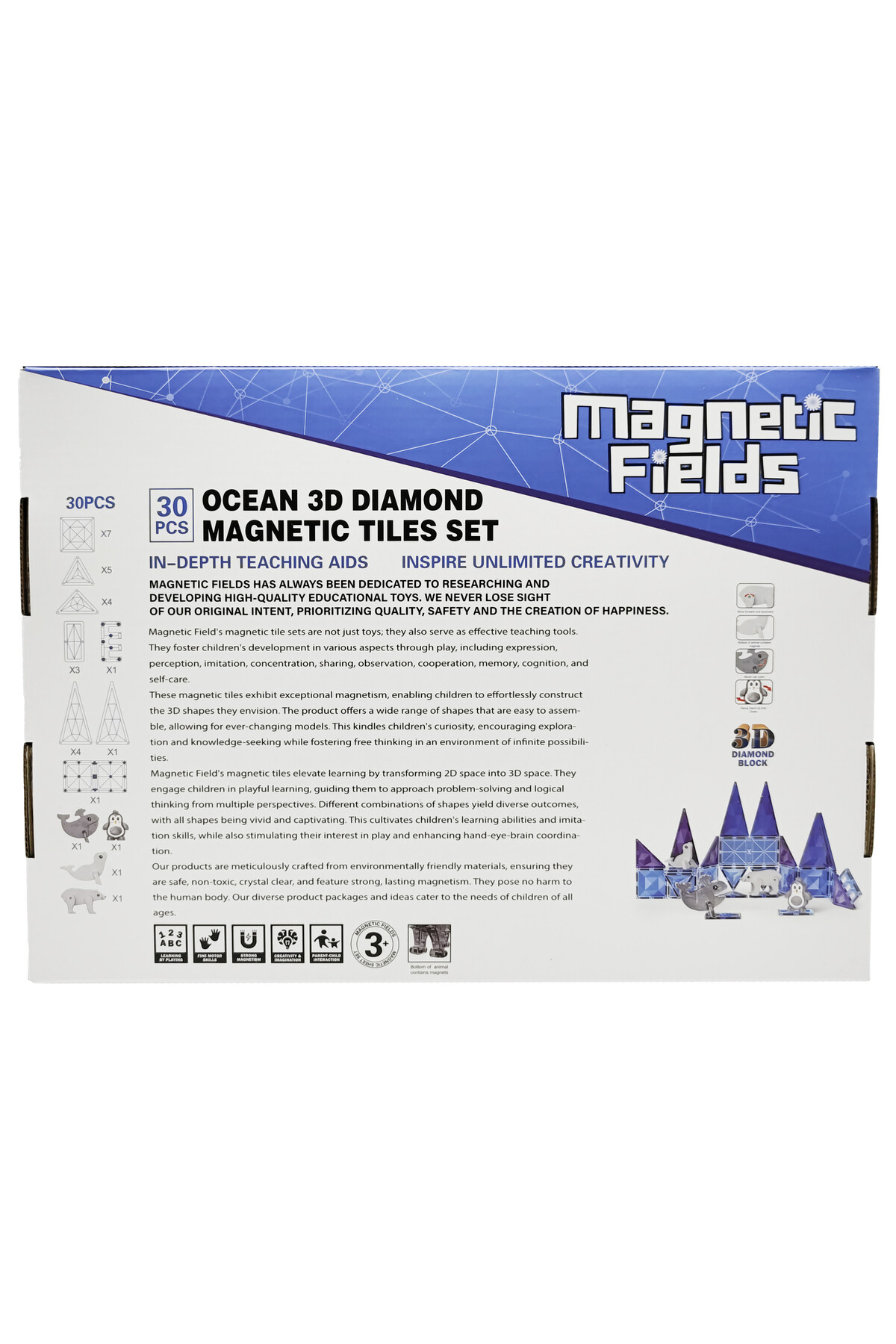 مجموعه کاشی‌های مغناطیسی الماس ۳ بعدی اقیانوس – ۳۰ عددی