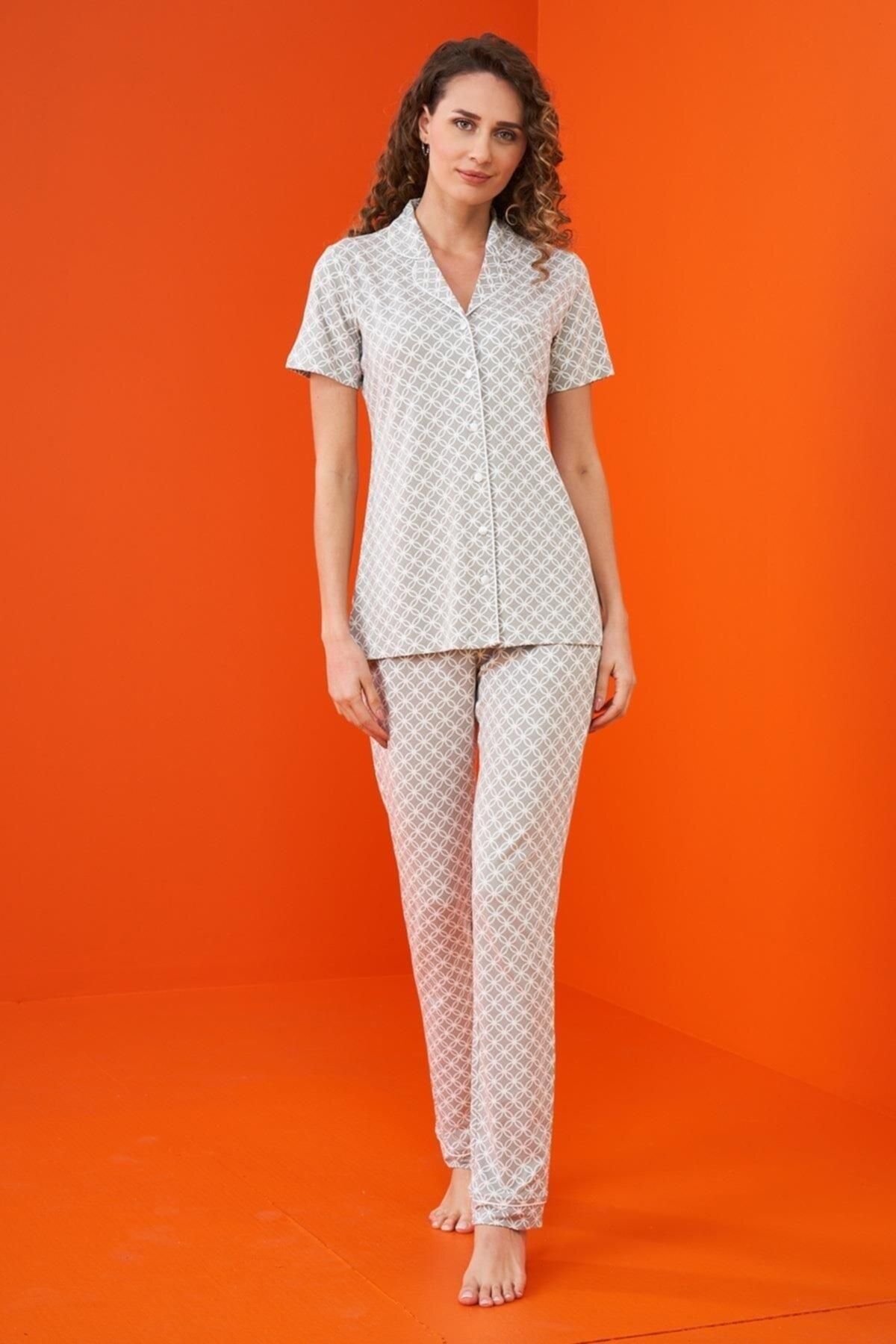 Pjs Pijama-Pjs 23203 Women's Buttoned Patterned Pajama Set 1