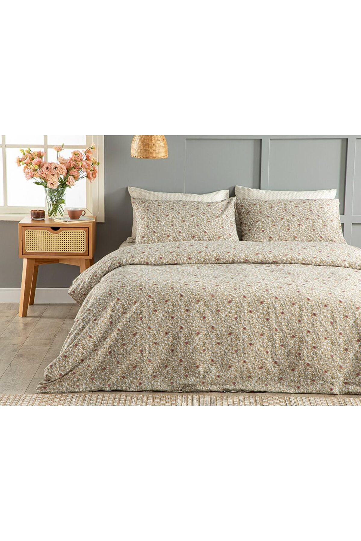 STOREMAX nffashopm Home Pure Poppy Kolay Ütülenir Çift Kişilik Nevresim Seti 200x220 cm Bej storestarx 10