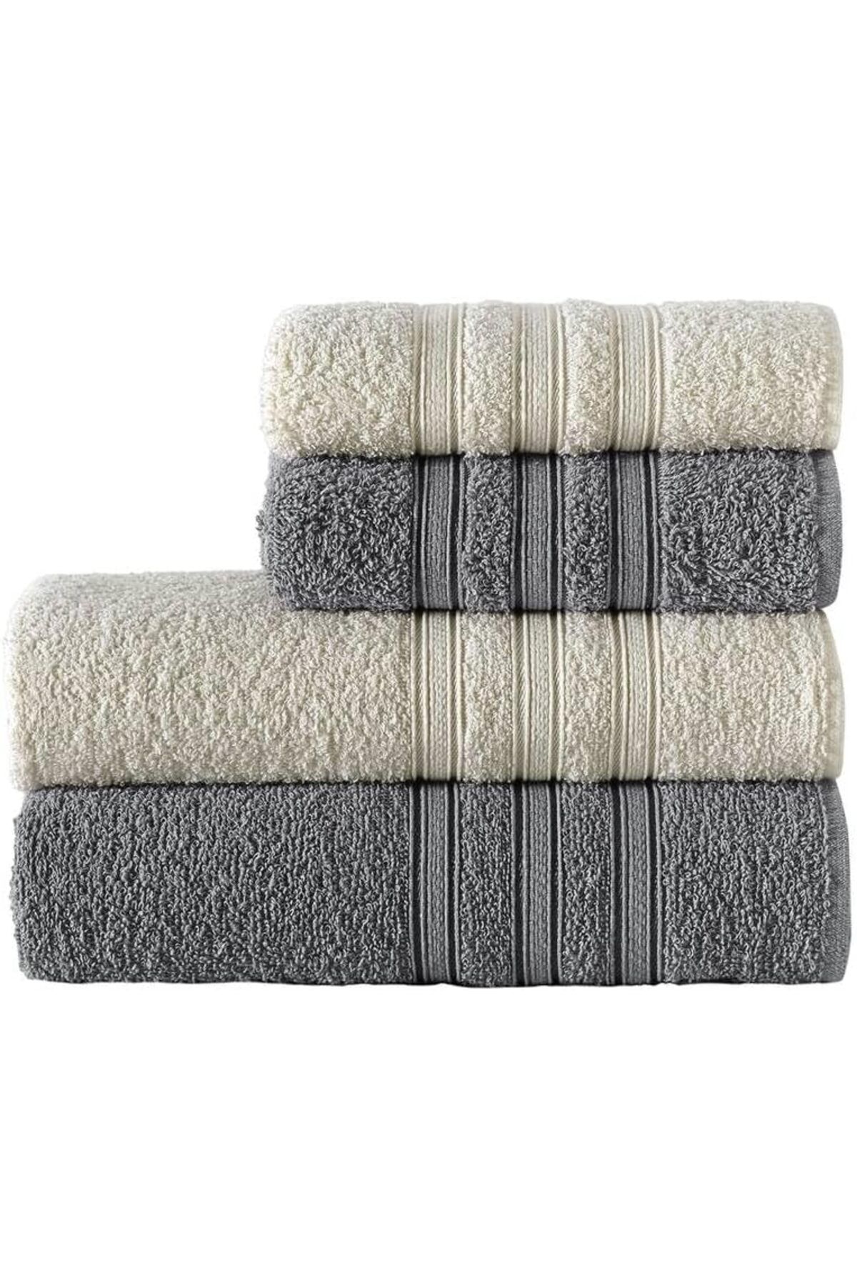 STOREMAX nffashopm Pamuklu 50x90-70x140 cm 4'lü Banyo Havlu Seti (Koyu Gri) storestarx 1051353