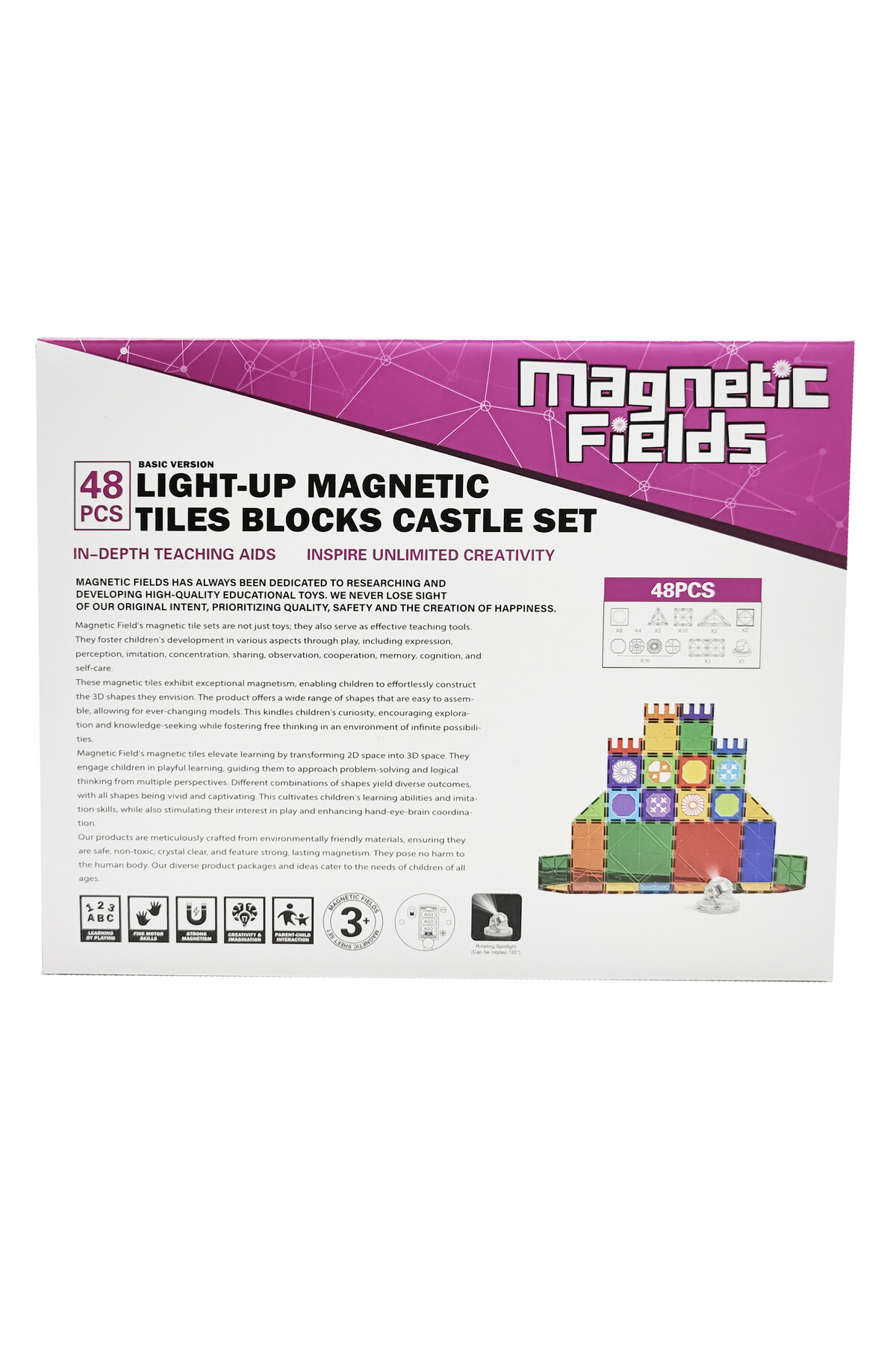 مجموعه بلوک‌های لگو مغناطیسی لایت کاستل – ۴۸ تکه