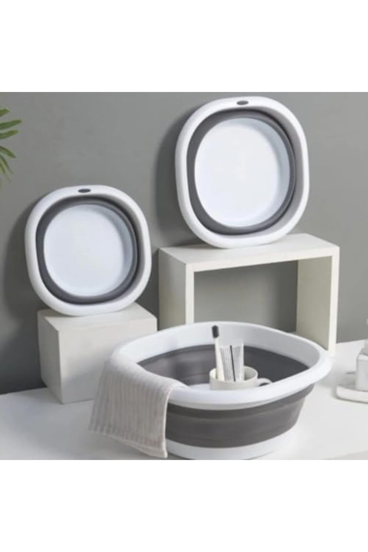 STOREMAX Home Katlanabilir Silikon Badya,Akordiyon Plastik Leğen,Katlanabilir Leğen (25X25)