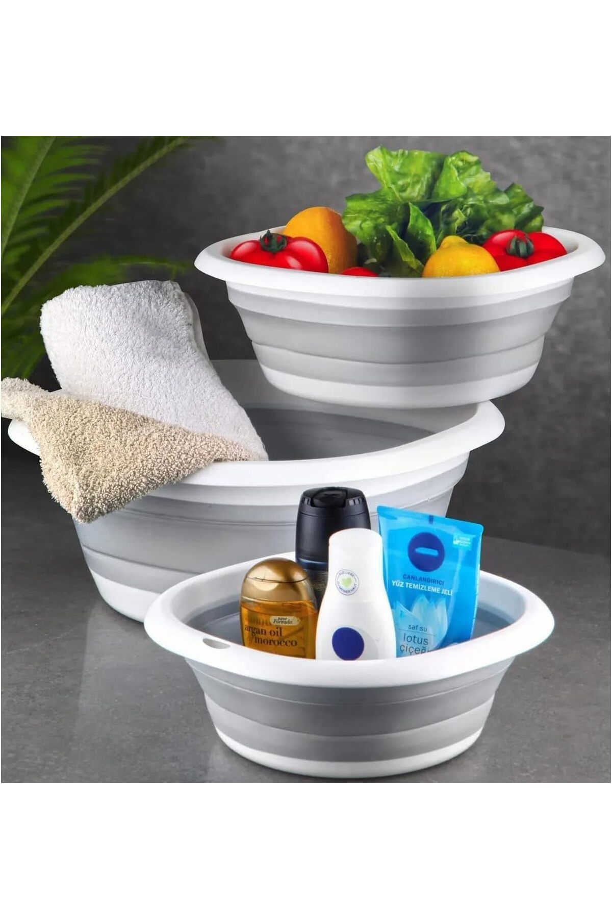 STOREMAX Katlanabilir Silikon Badya,Akordiyon Plastik Leğen,Katlanabilir Leğen (25X25)