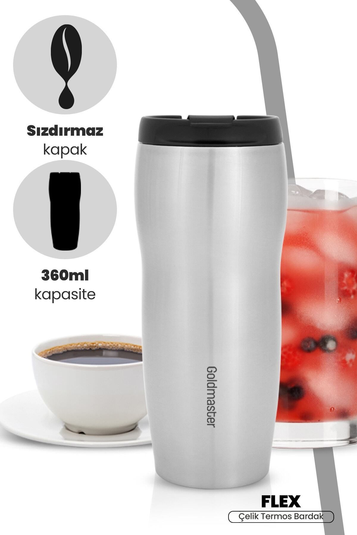 GOLDMASTER-Flex Inox Stainless Steel Thermos with 4 Hours Keeping Warm and 6 Hours Cold Feature with Leak-Proof Lid 1