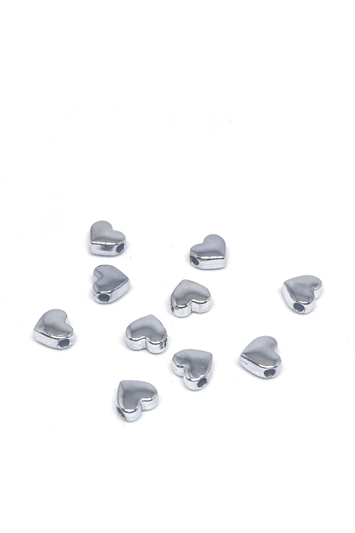 STOREMAX cmllashop Gümüş Kaplama Oval Kalp (10 Adet) 7 Mm 542093