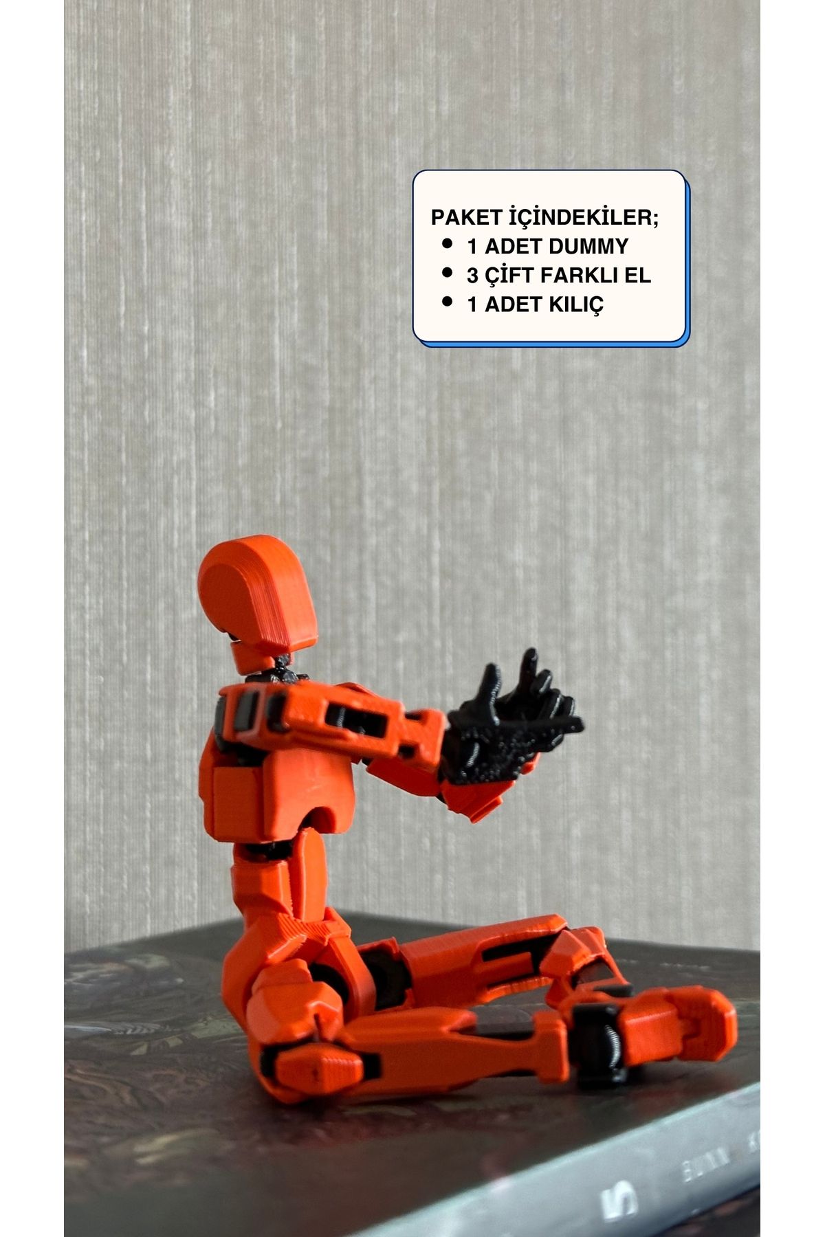 Loopify Lucky 13 Oynar Eklemli Robot Figür Oyuncak Turuncu Siyah Dummy 14cm