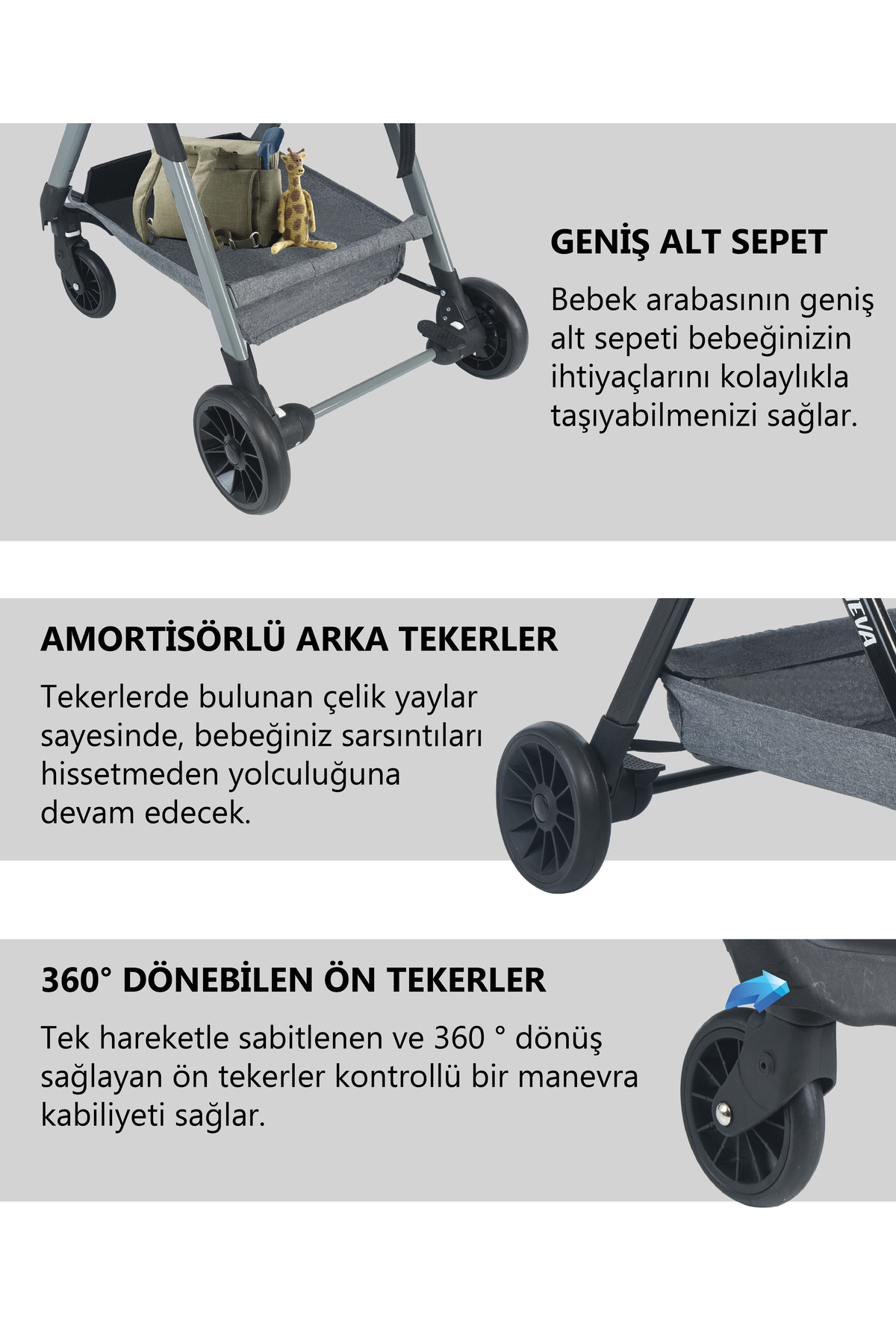 Convers Neva Yeni Nesil Cabin Çifyön Bebek Arabası Siyah fotoğrafı 6 (önizleme)
