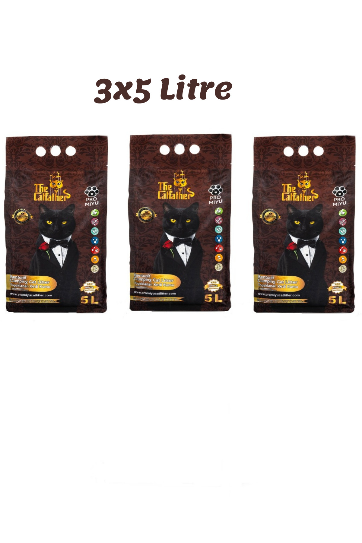 Pro Miyu 3x5LT Aktif Karbonlu Doğal Bentonit Catfather Premium Cat