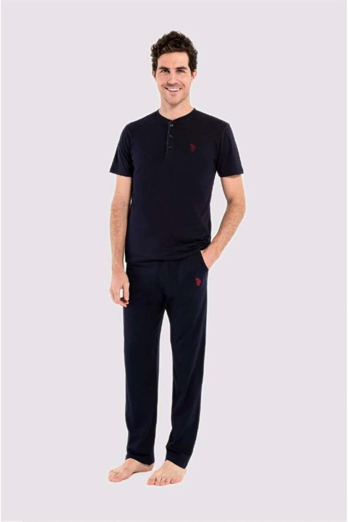 ست پیژامه آبی مردانه لباس خواب و شلوارک آستین کوتاه U.S Polo Assn 12005 U.S. Polo Assn.