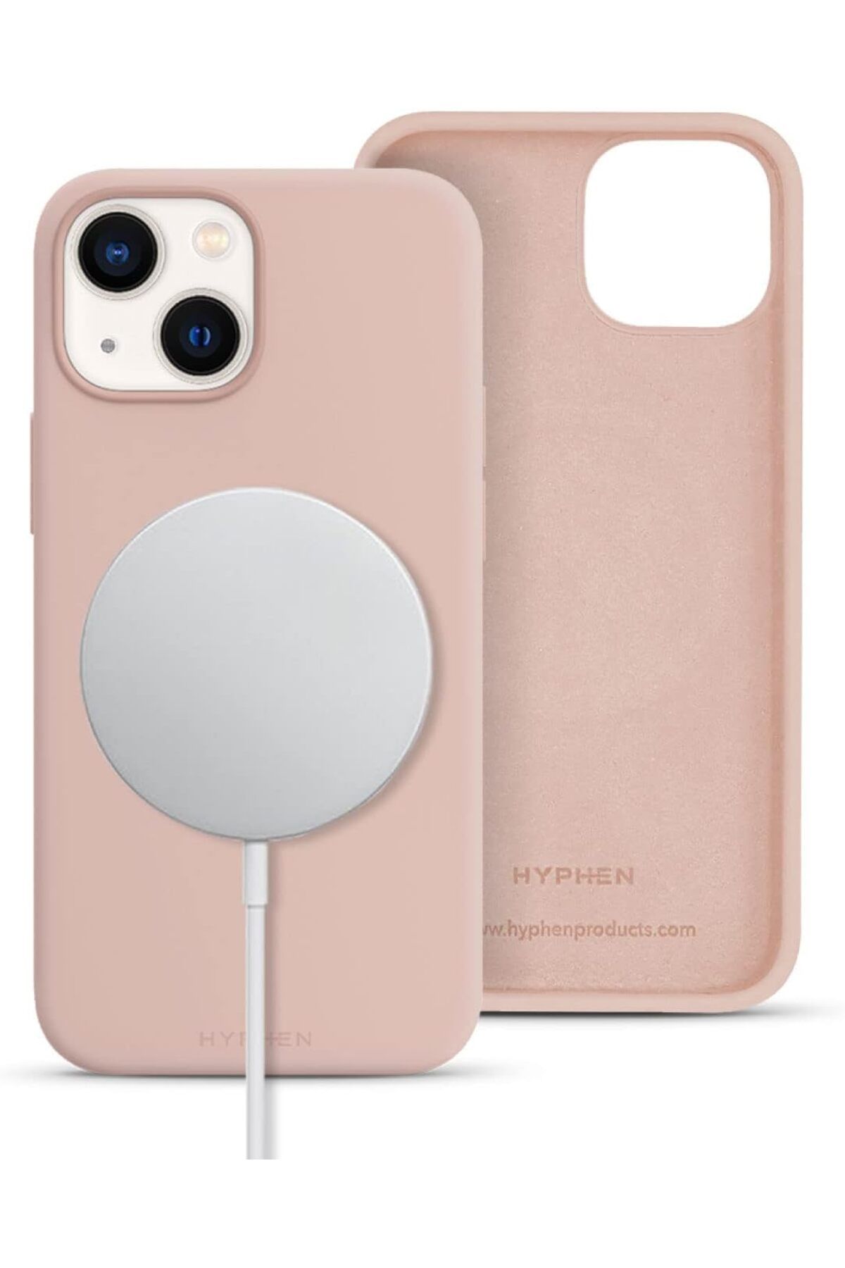 HYPHEN-جراب TINT المصنوع من السيليكون لـ MagSafe - وردي رملي متوافق مع iPhone 14 Plus 6.7 4