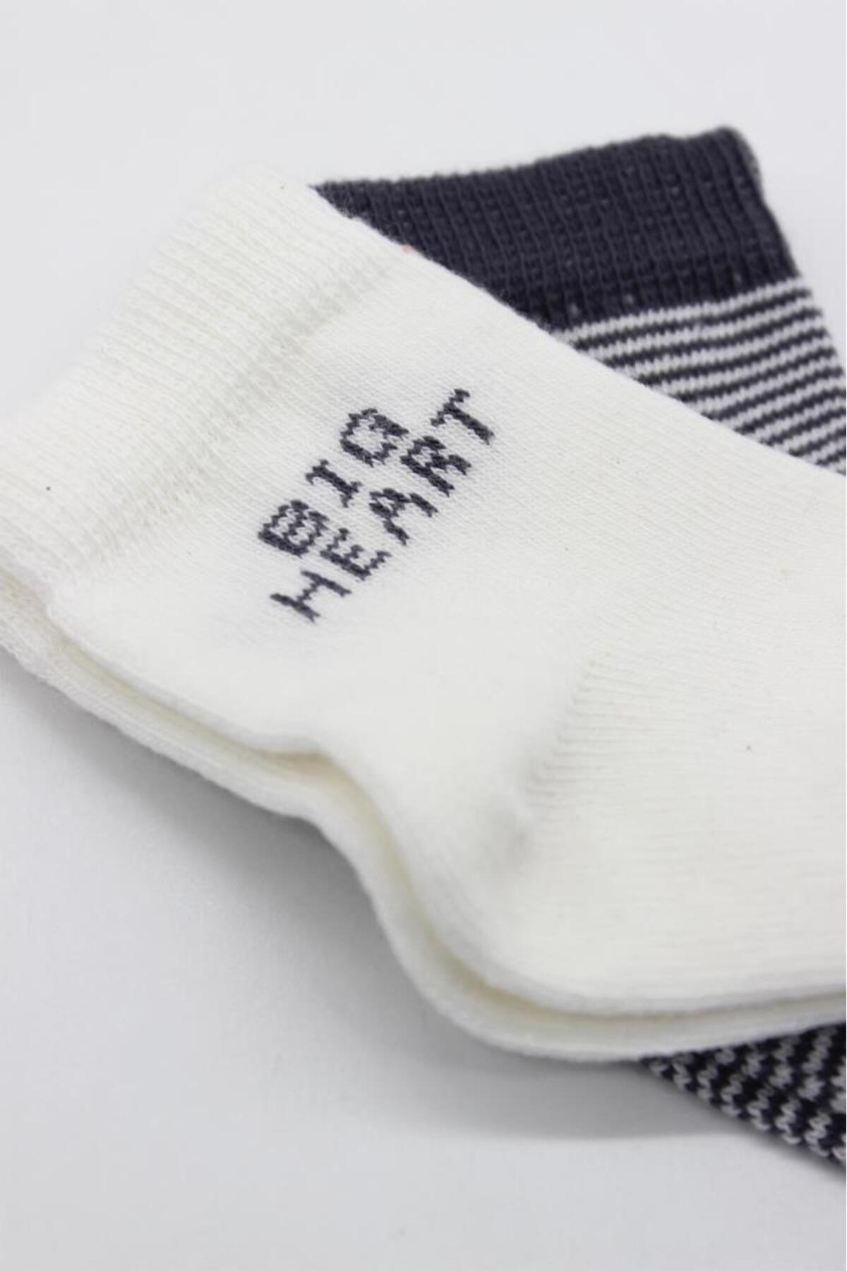 جوراب‌های پنبه‌ای شانه شده دو سبک نسی‌ورلد مدل قلب بزرگ، ۲ عددی، BS10117، رنگ آنتراسیت