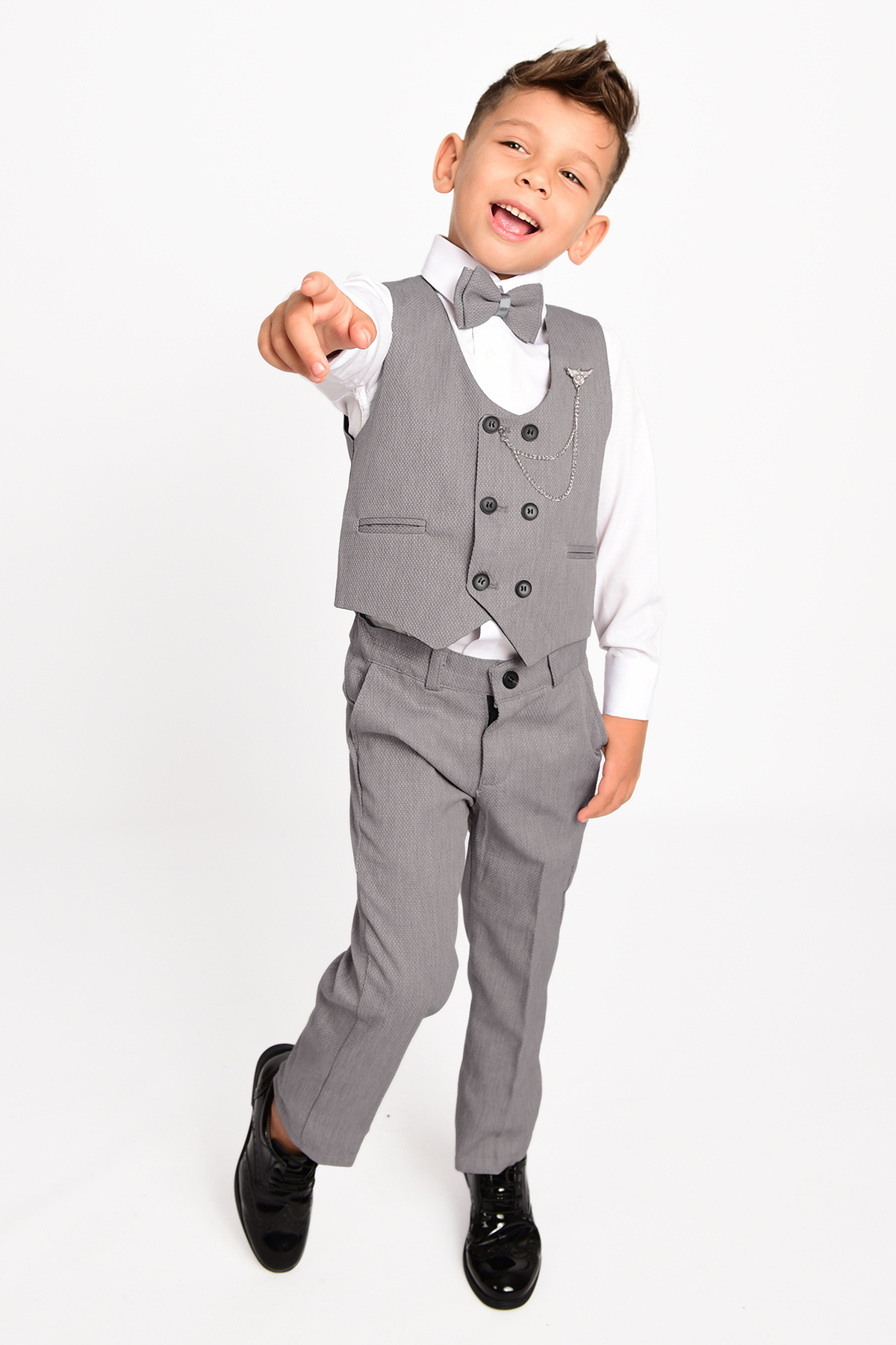 Generic Brands Boy's Suit 6-Button Vest Bow Tie Chain Suit
