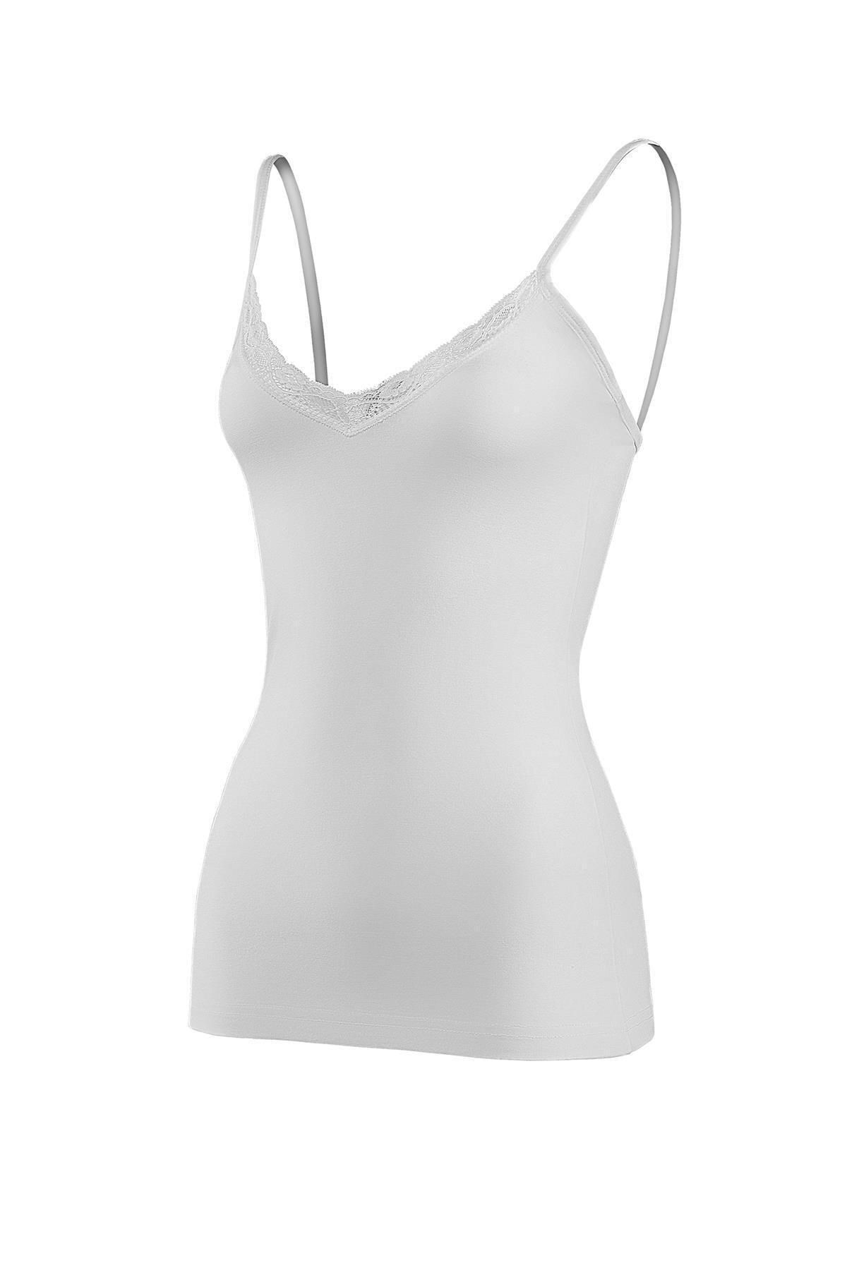 YILDIZ 2225 Tricou Pentru Damă, Cu Decolteu În V, Cu Curele Din Frânghie Femeie - M