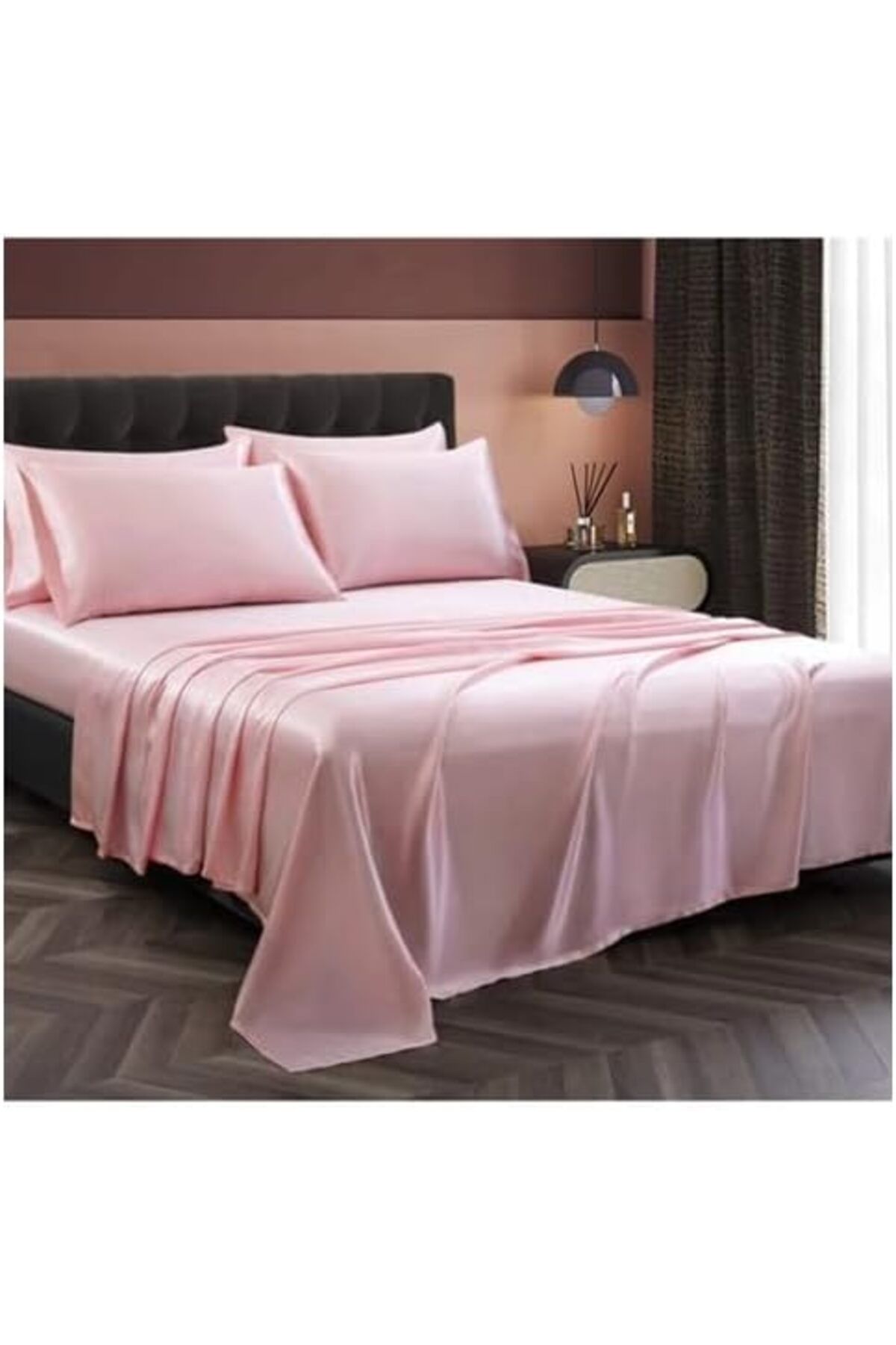 STOREMAX nffashopm Cocoon İpek Dokulu Pembe Pamuk Saten 4 Parça Çift Kişilik Nevresim Takımı storestarx