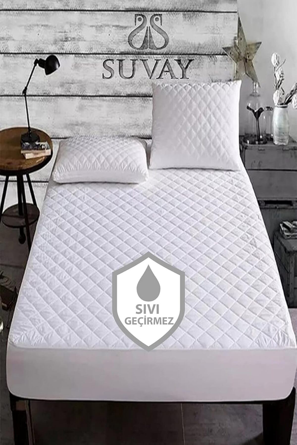 STOREMAX peristore Kapitone Fitted Su Sıvı Geçirmez Alez Tek ve Çift Kişilik Kapitoneli Pamuklu Yatak Al