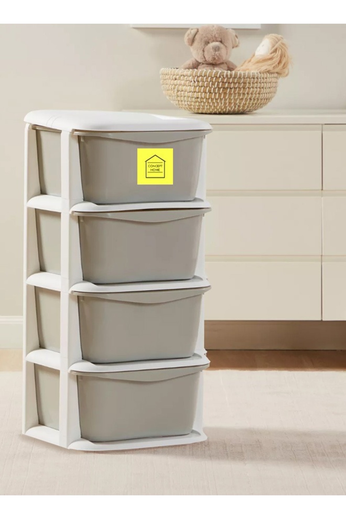 خزانة أدراج تخزين مكونة من 4 طبقات، سهلة التركيب،...