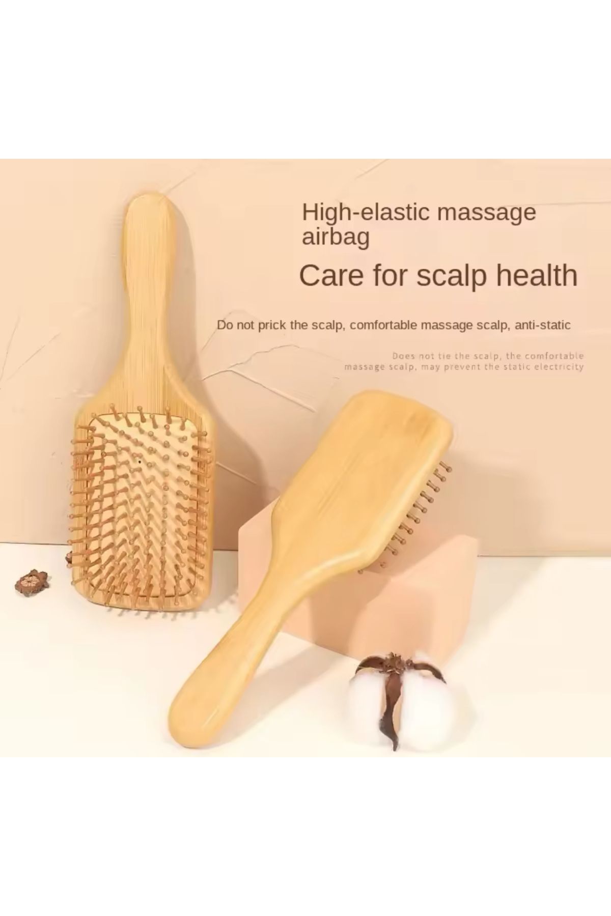 BKC HOME-Natural Bamboo Toothed Wooden Hair Brush Comb (Large Size) 5