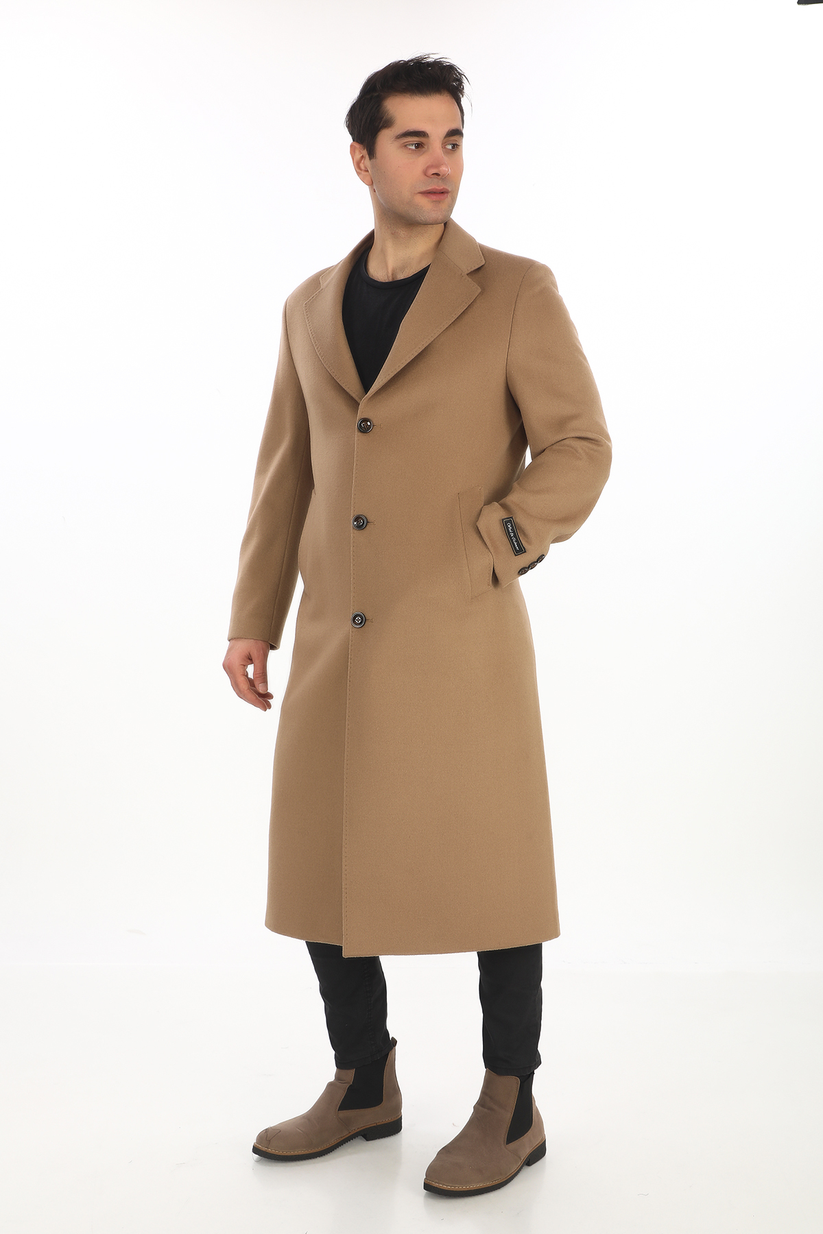 ŞAN GİYİM  1080 Erkek Camel Ceket Yaka Uzun Palto - Görsel 3