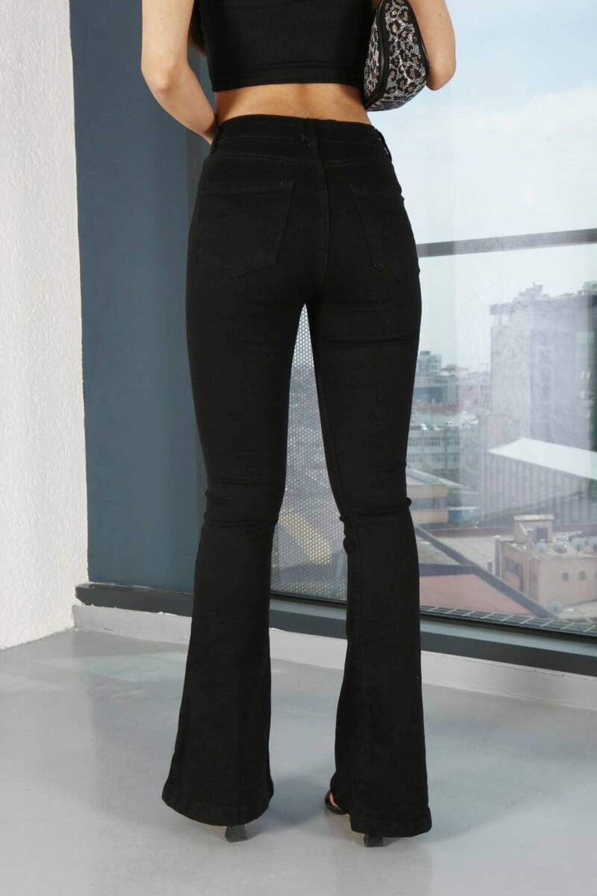 ONX JNS-Mystery Milano Extra Lycra High Waist Black Jeans - Flared Leg S.O.L.M.A.Z. 2