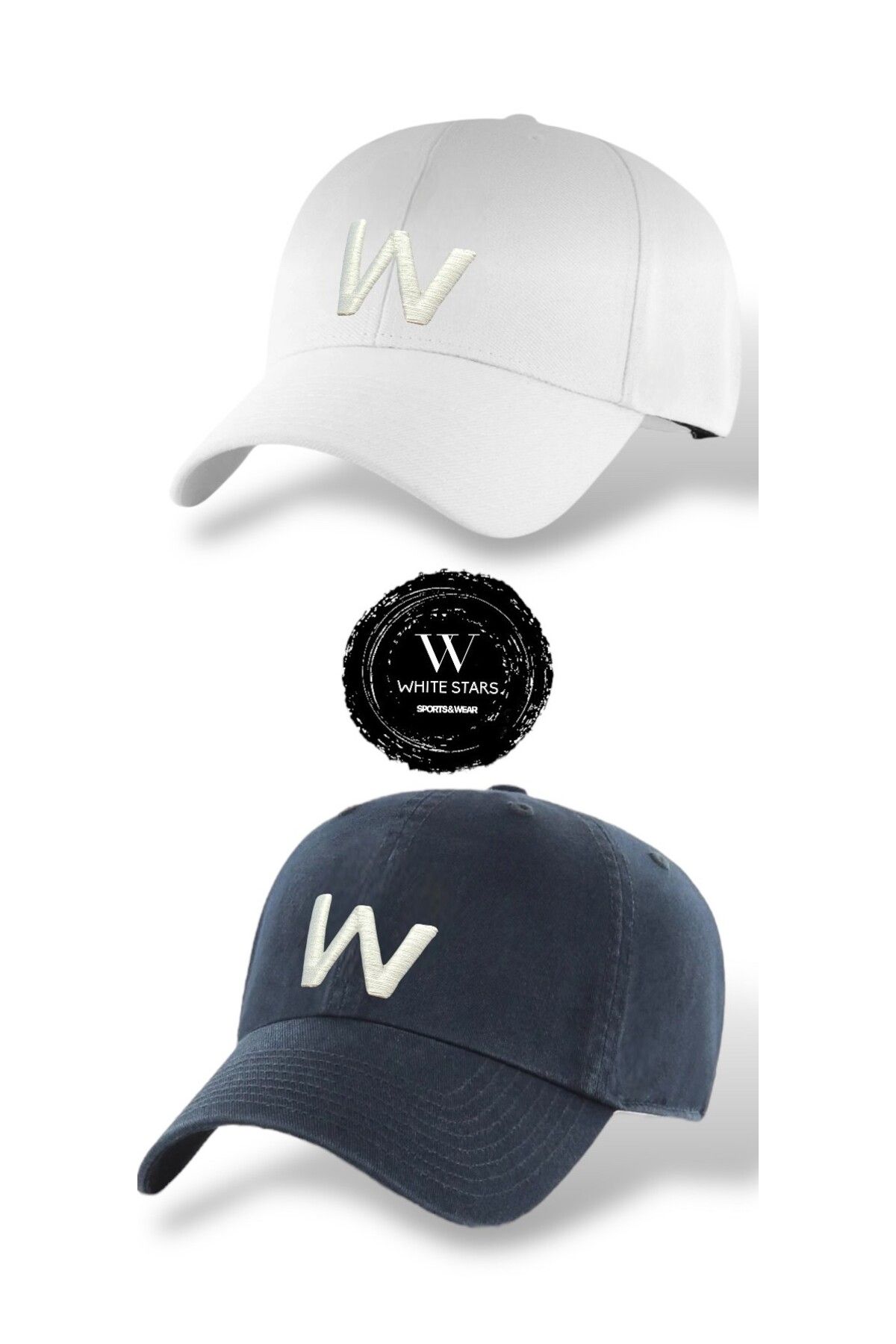 w white stars sports & wear-طقم للجنسين مكون من قطعتين - قبعة ذات طراز أنيق مبتكر 1