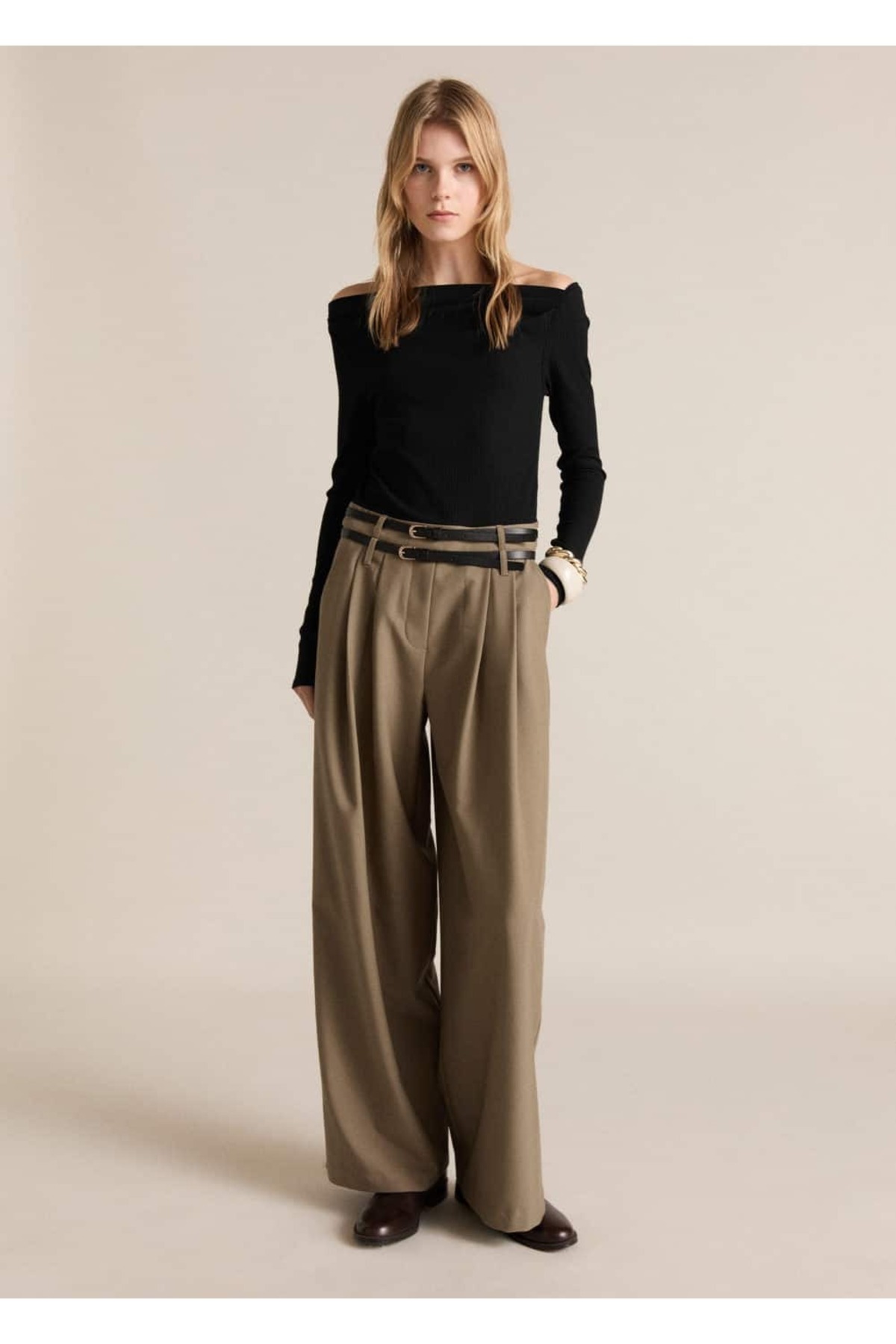 MANGO Woman-Jumpsuit with Combined Fabric Belt 2