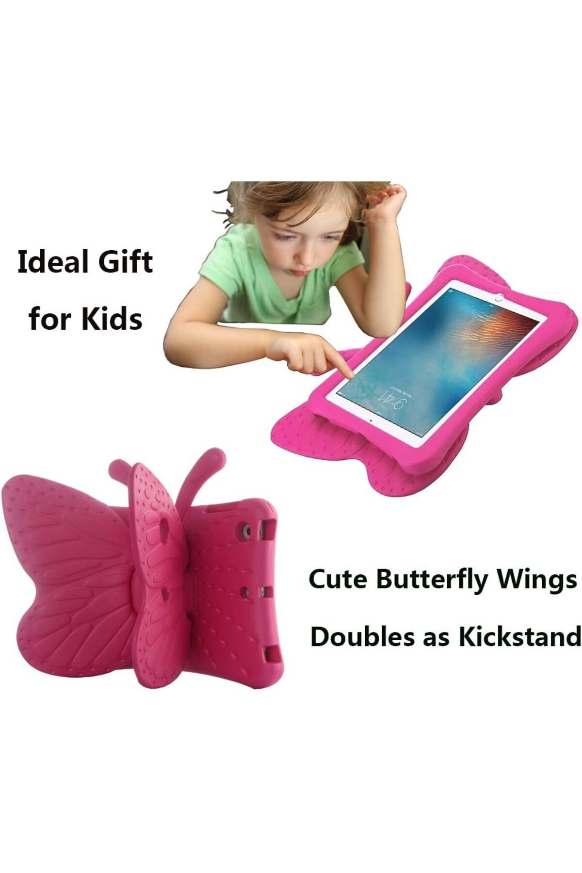 AWH-iPad Mini Case, Shockproof Butterfly Stand, Kid-Proof Case for iPad Mini 1-4, Rose Red. 6