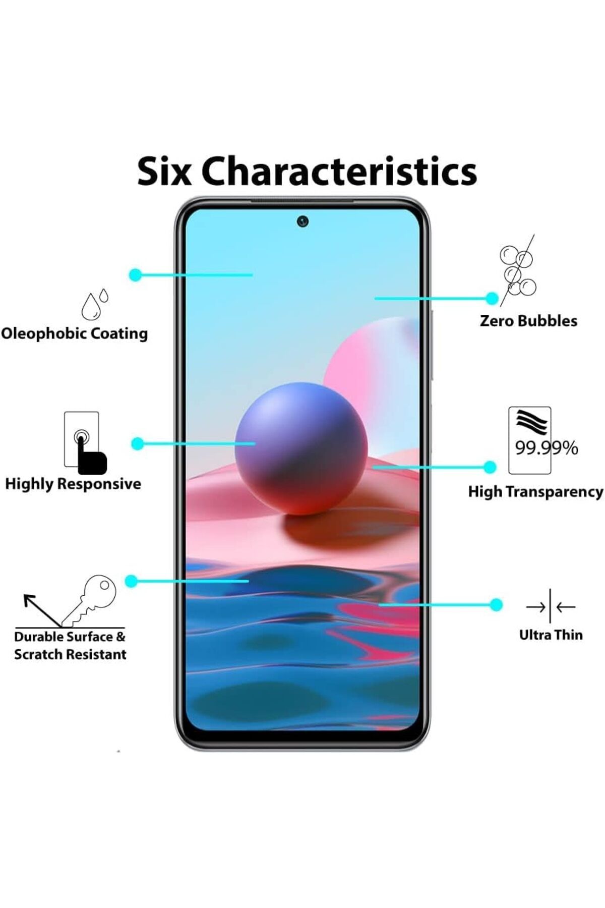 AWH-Screen Protector for Xiaomi Redmi Note 10/10s, Easy Install, Bubble Free, Anti-Scratch 3