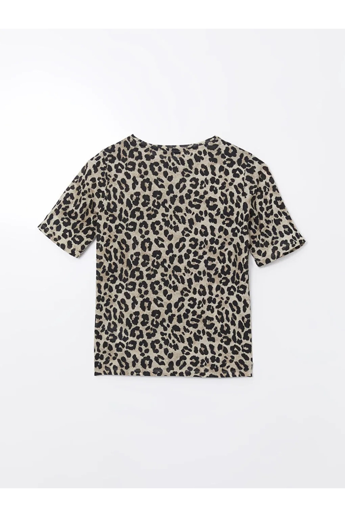 LC Waikiki-Γυναικείο μπλουζάκι LCWAIKIKI Classic Brown Crew Neck Leopard Print 6