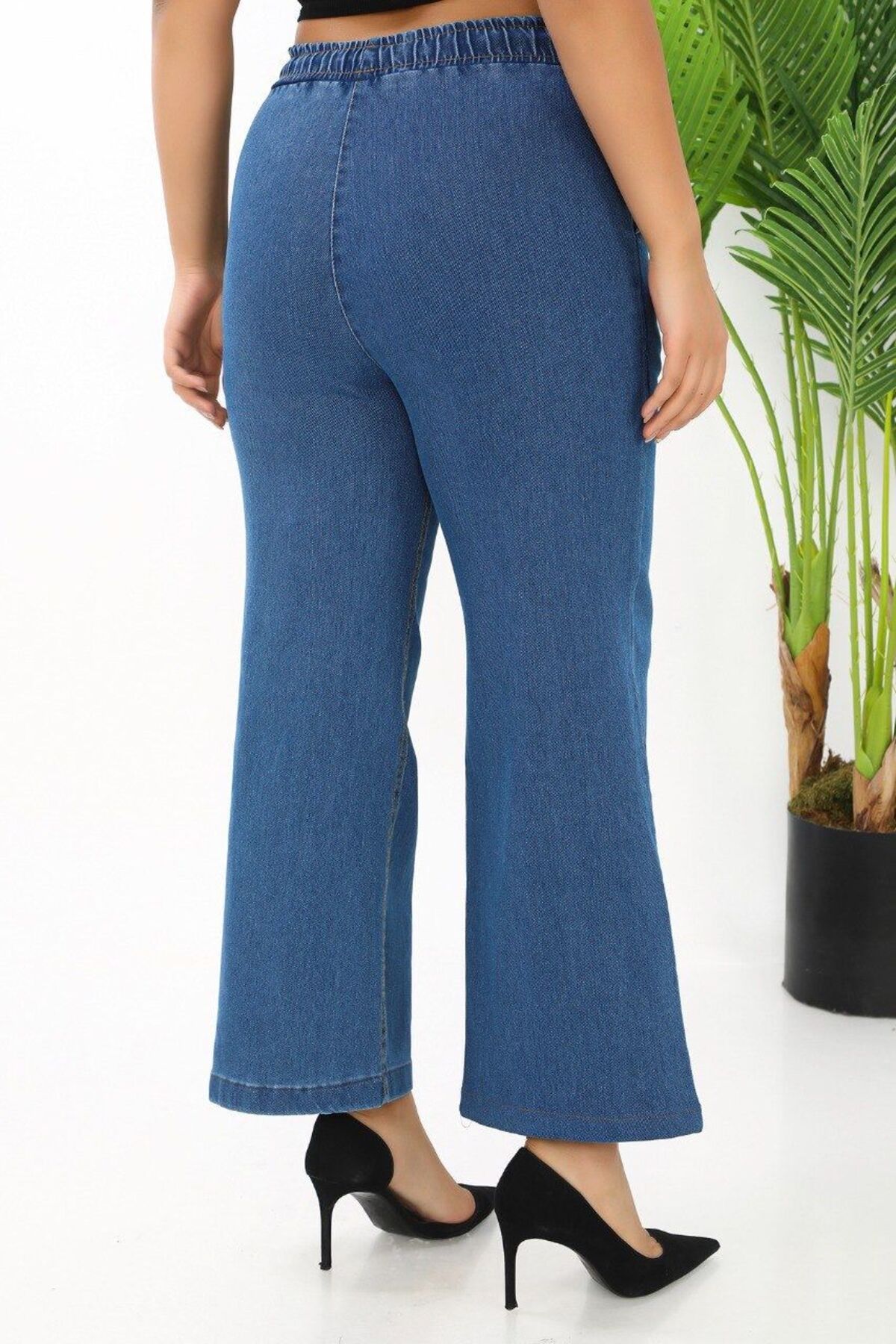 Gül Moda-Blugi cu picioare largi, cu talie elastică, lycra, talie înaltă, albastru deschis G115-2 4