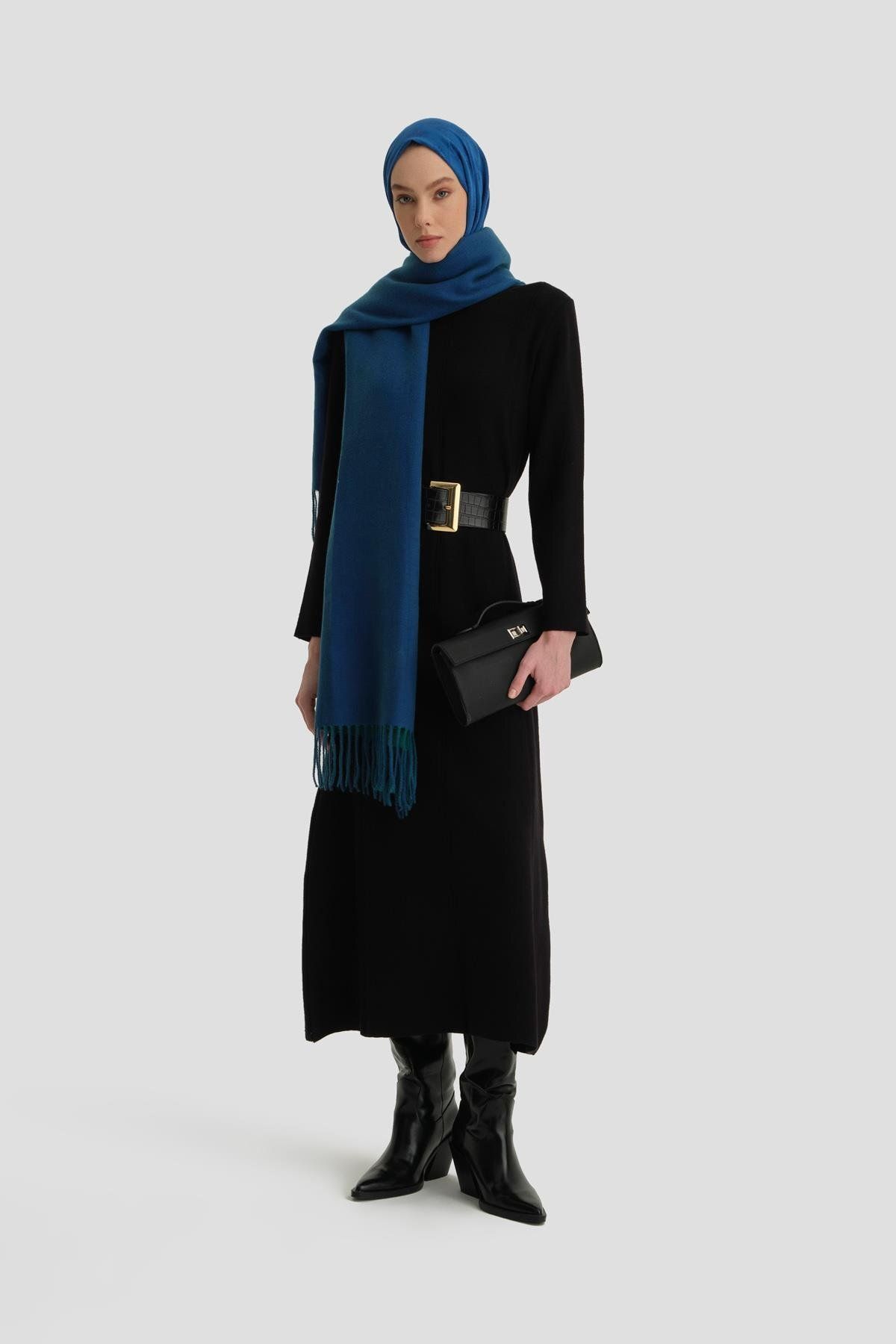 لباس بافتنی آستین بلند 24kd4217 مشکی Armine