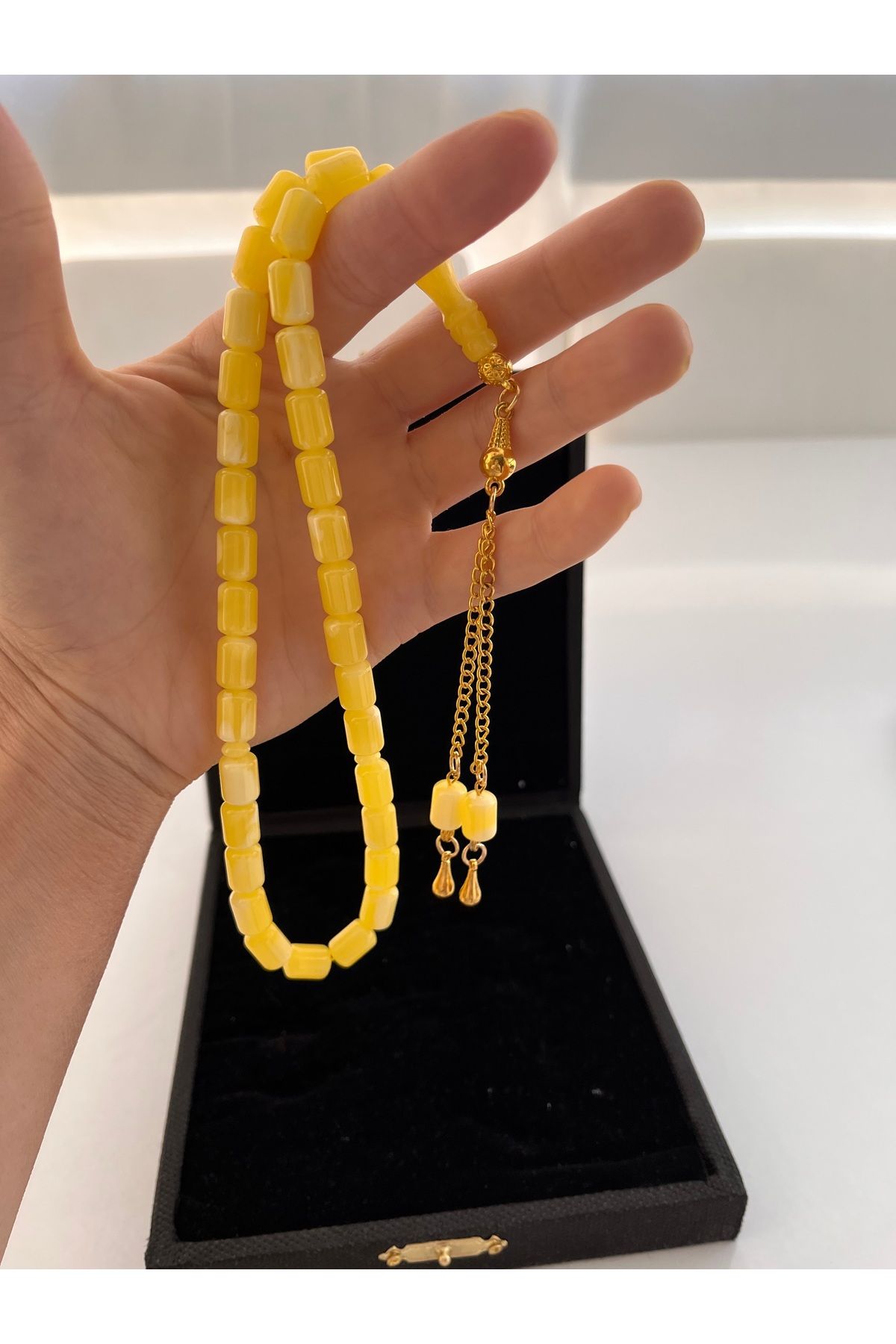 ARALİ-Beirut Rock Drop Amber Prayer Beads (with Silver Tassels) 1