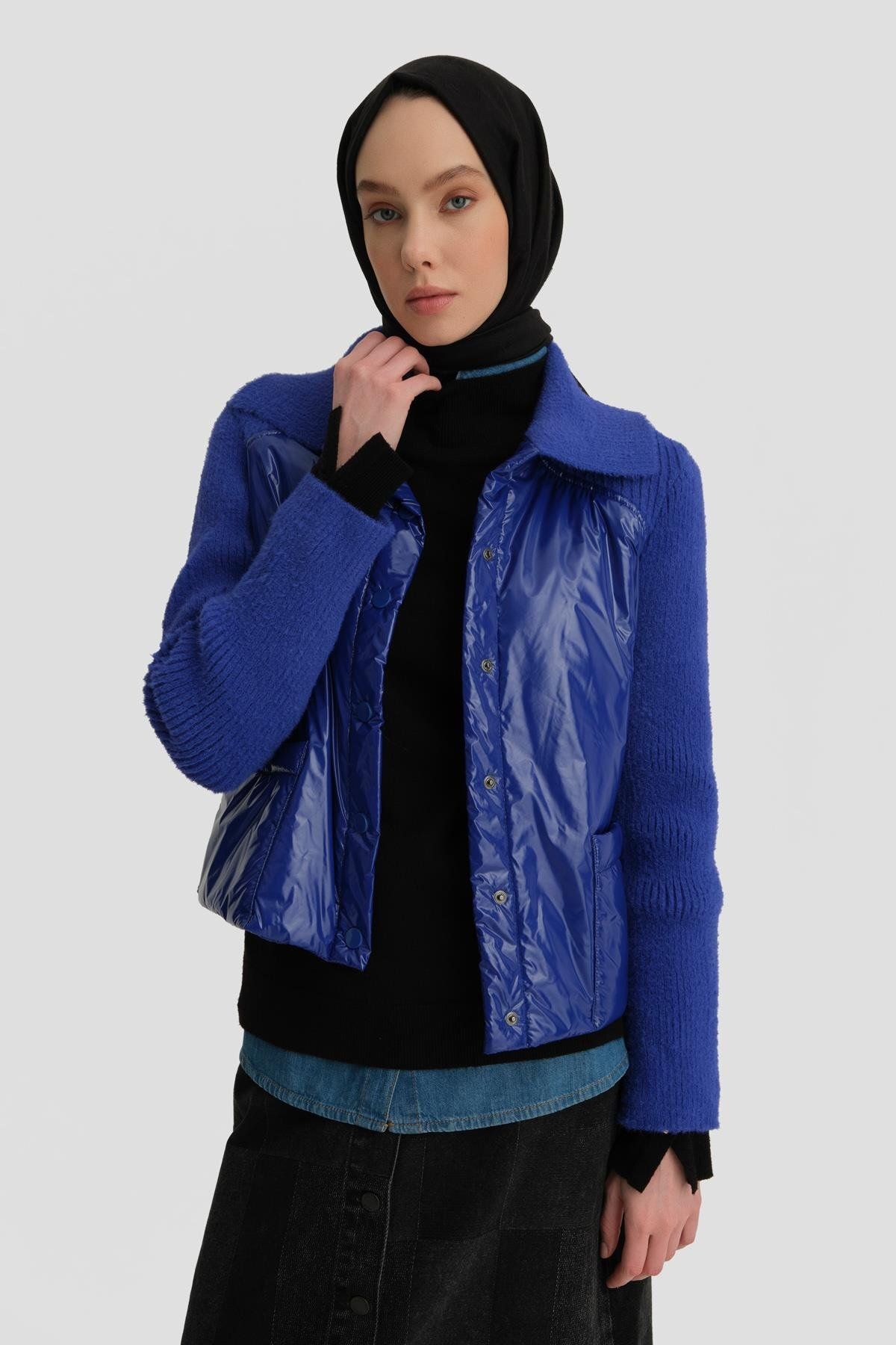مانتو تزیینی بافتنی 24k5711 کبالت Armine