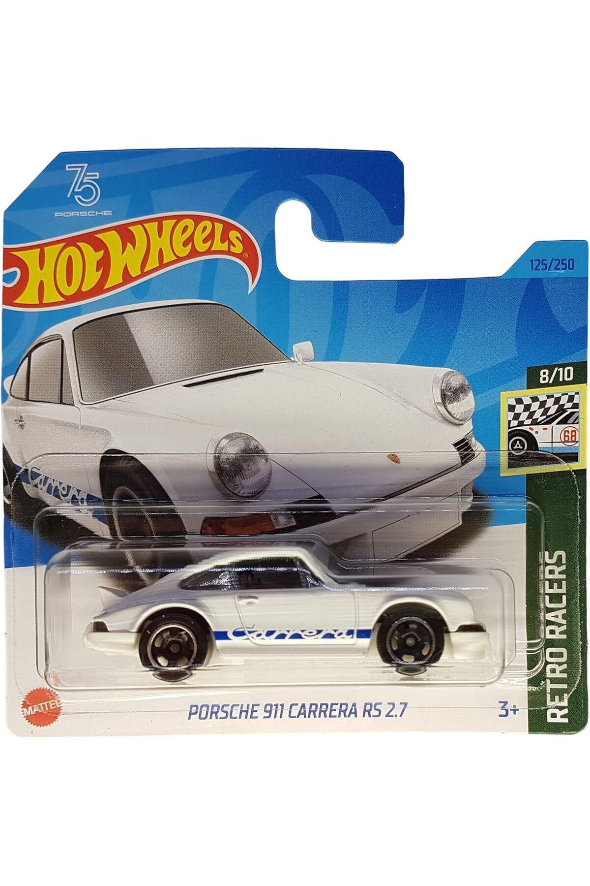STOREMAX nffashopm Wheels - Porsche 911 Carrera RS 2.7 - Retro Racers 8/10 - HKG42 - Short Card - Beyaz - Mat