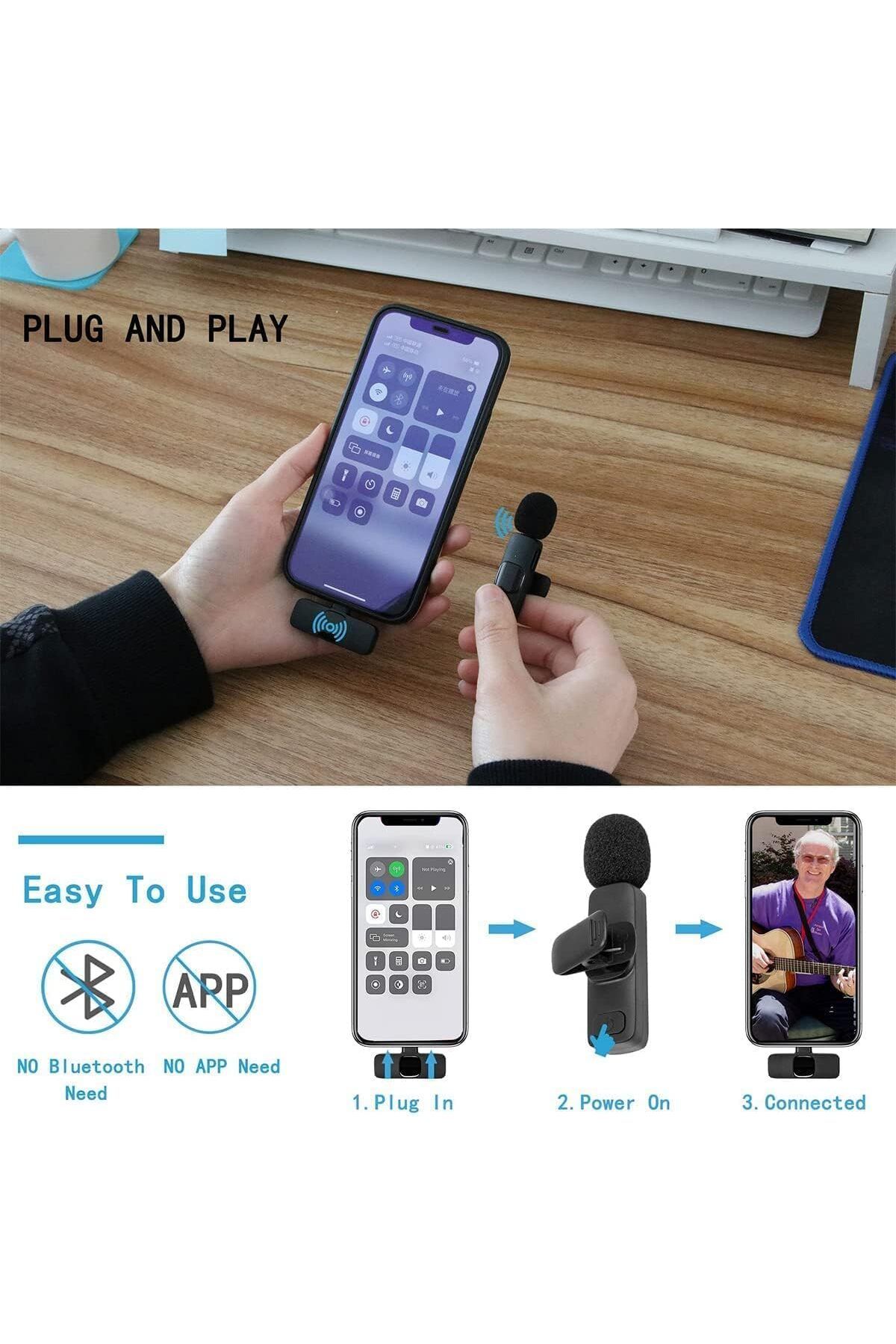 AWH-ميكروفون لاسلكي SAAM لجهاز iPhone/iPad – ميكروفون بلوتوث للتسجيل والمقابلات والتدوين المرئي 6