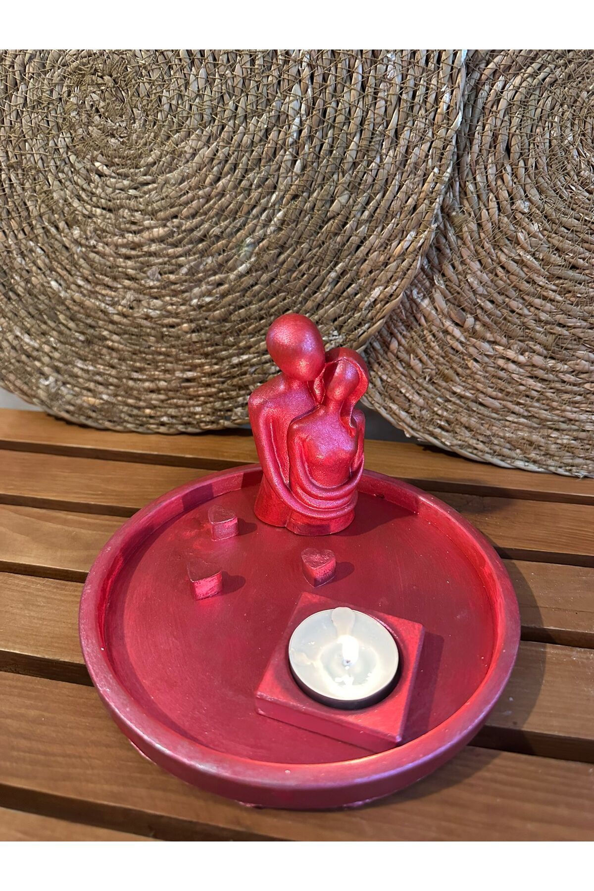 Sevgiliye Hediye Aşıklar Figürlü Alçı Mumluk