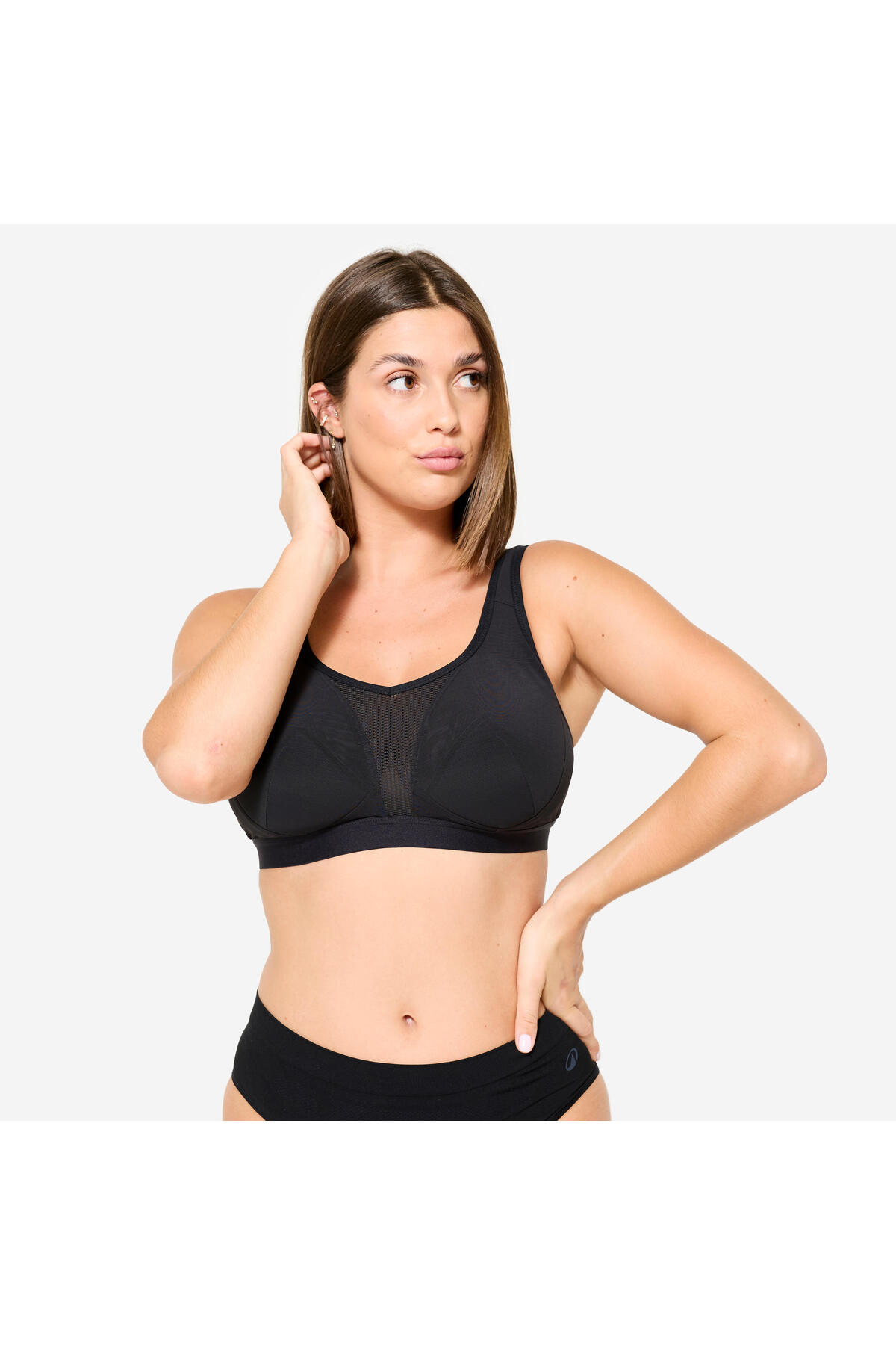 Decathlon Çapraz Askılı Sporcu Sütyeni - Yüksek Destek - Siyah